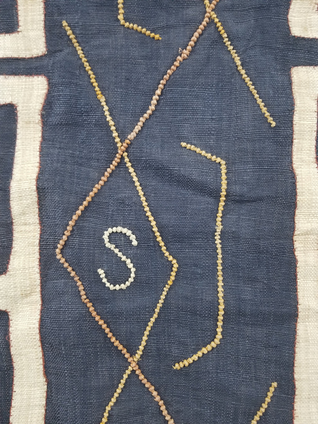 Vintage African Handwoven Kuba Cloth Raffia Textile Panel 115x51cm