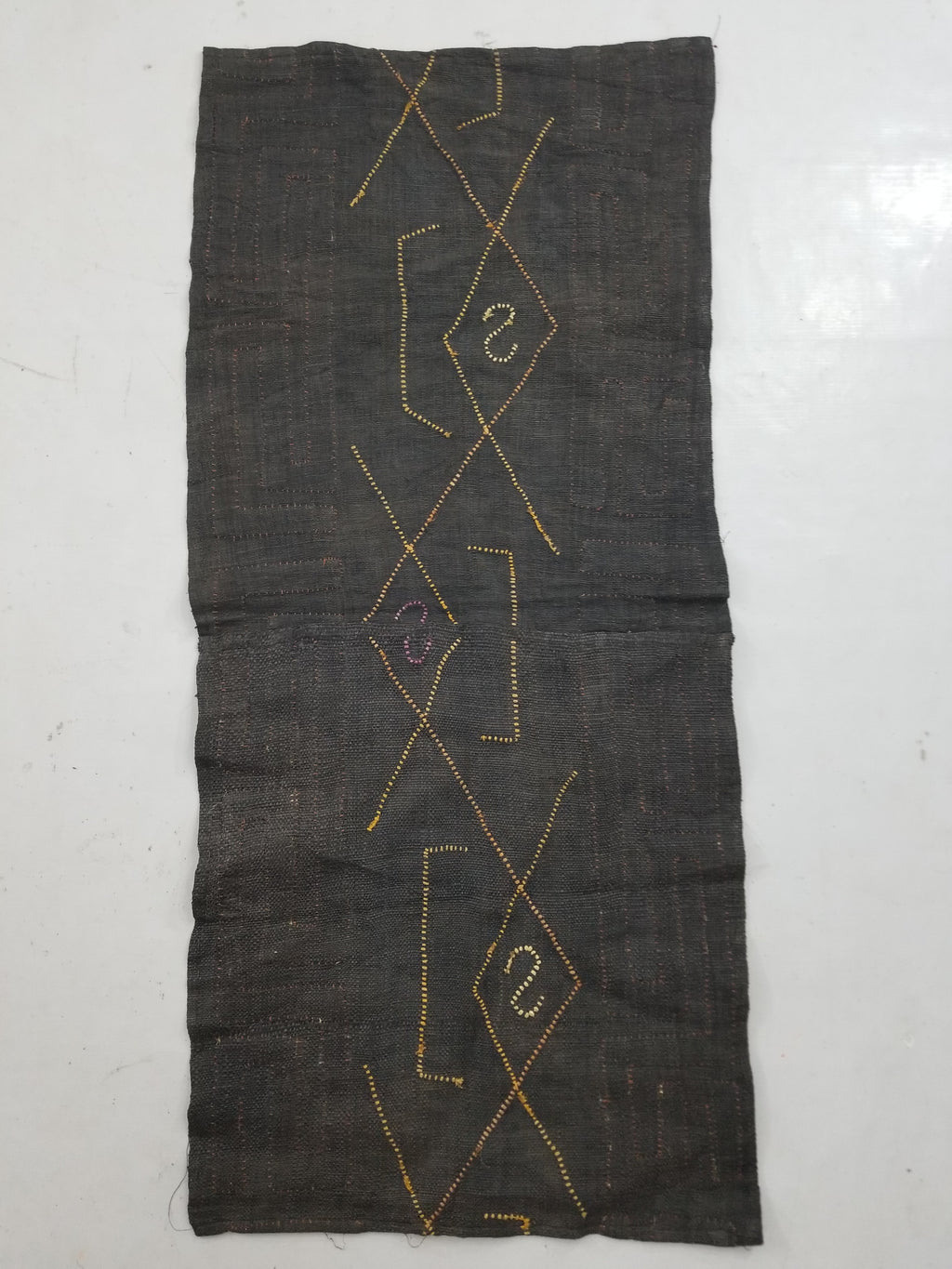 Vintage African Handwoven Kuba Cloth Raffia Textile Panel 115x51cm