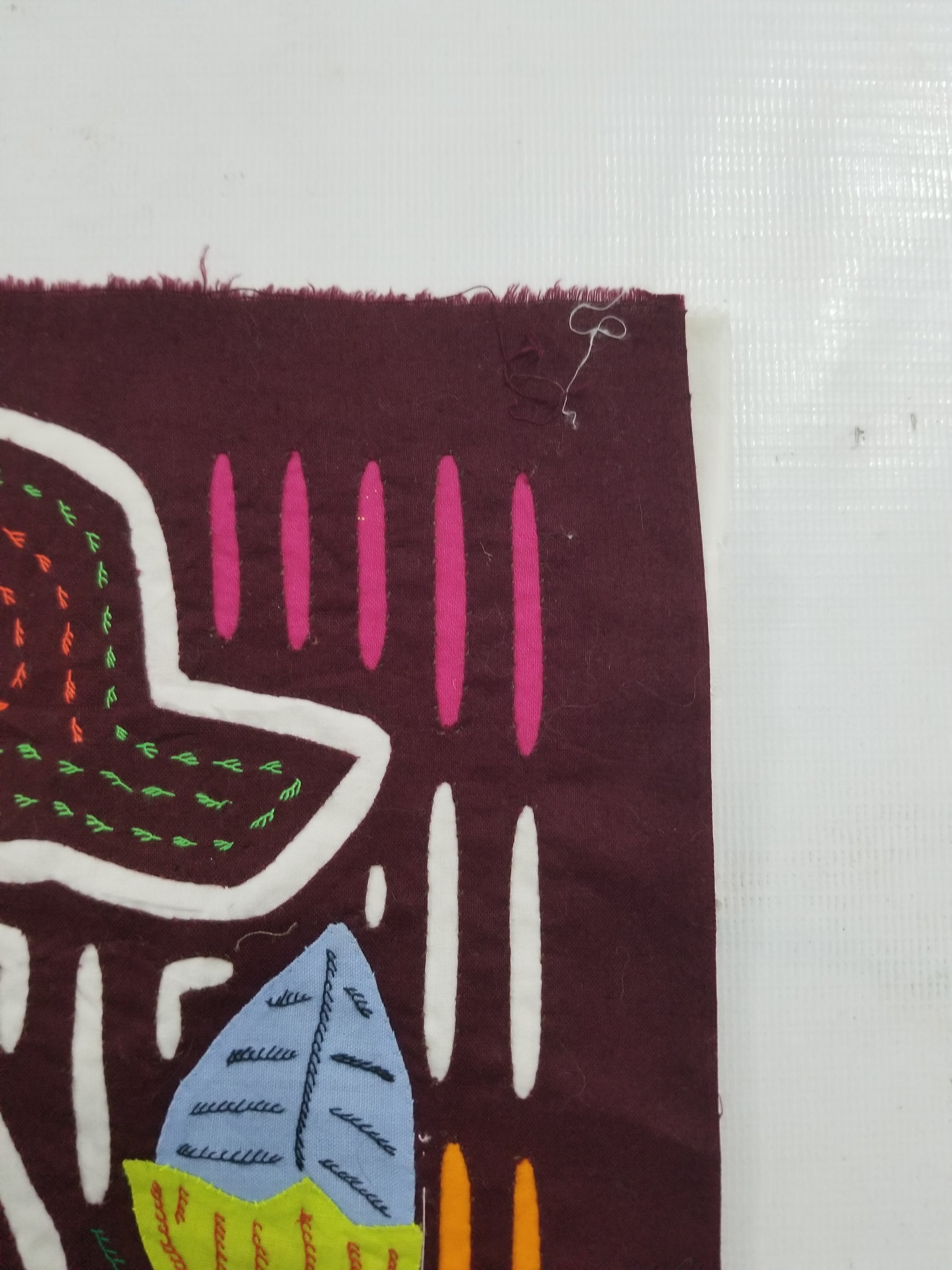 Vintage Traditional Kuna Mola Applique Work Folk Art Panel 40x28cm