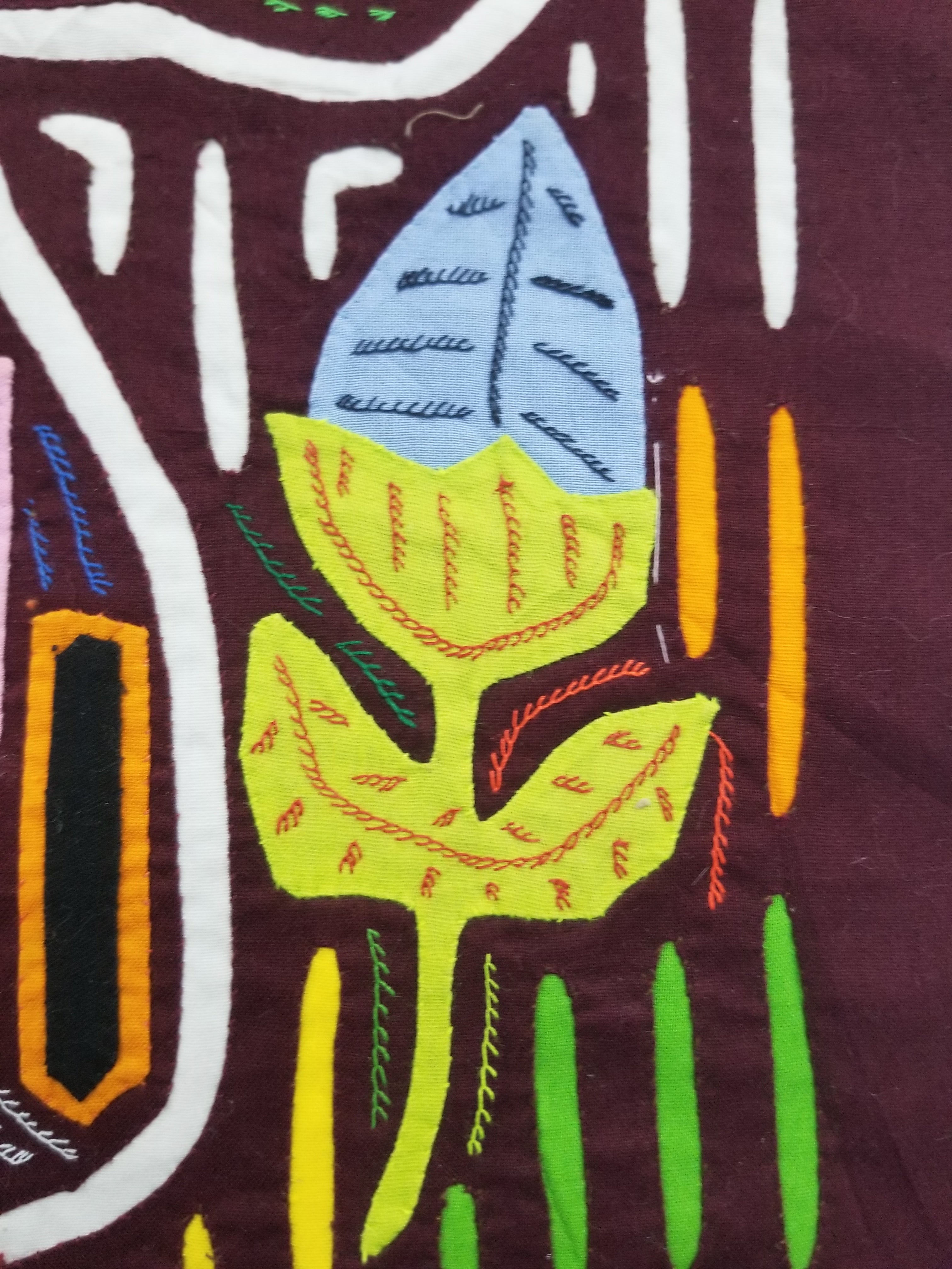 Vintage Traditional Kuna Mola Applique Work Folk Art Panel 40x28cm