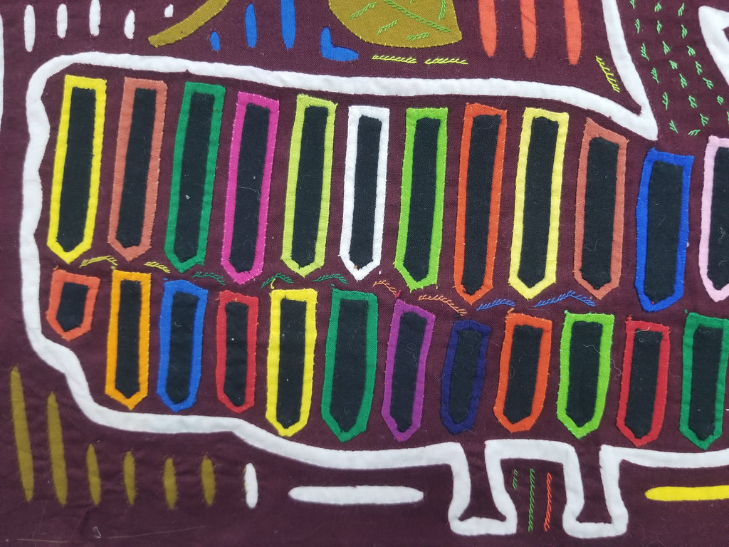 Vintage Traditional Kuna Mola Applique Work Folk Art Panel 40x28cm