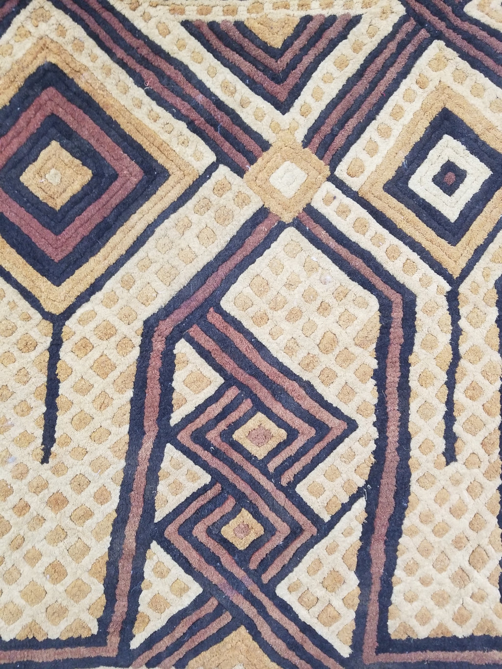 Antique Tribal African Kuba Cloth Velvet Embroidered Raffia Textile 144x63cm