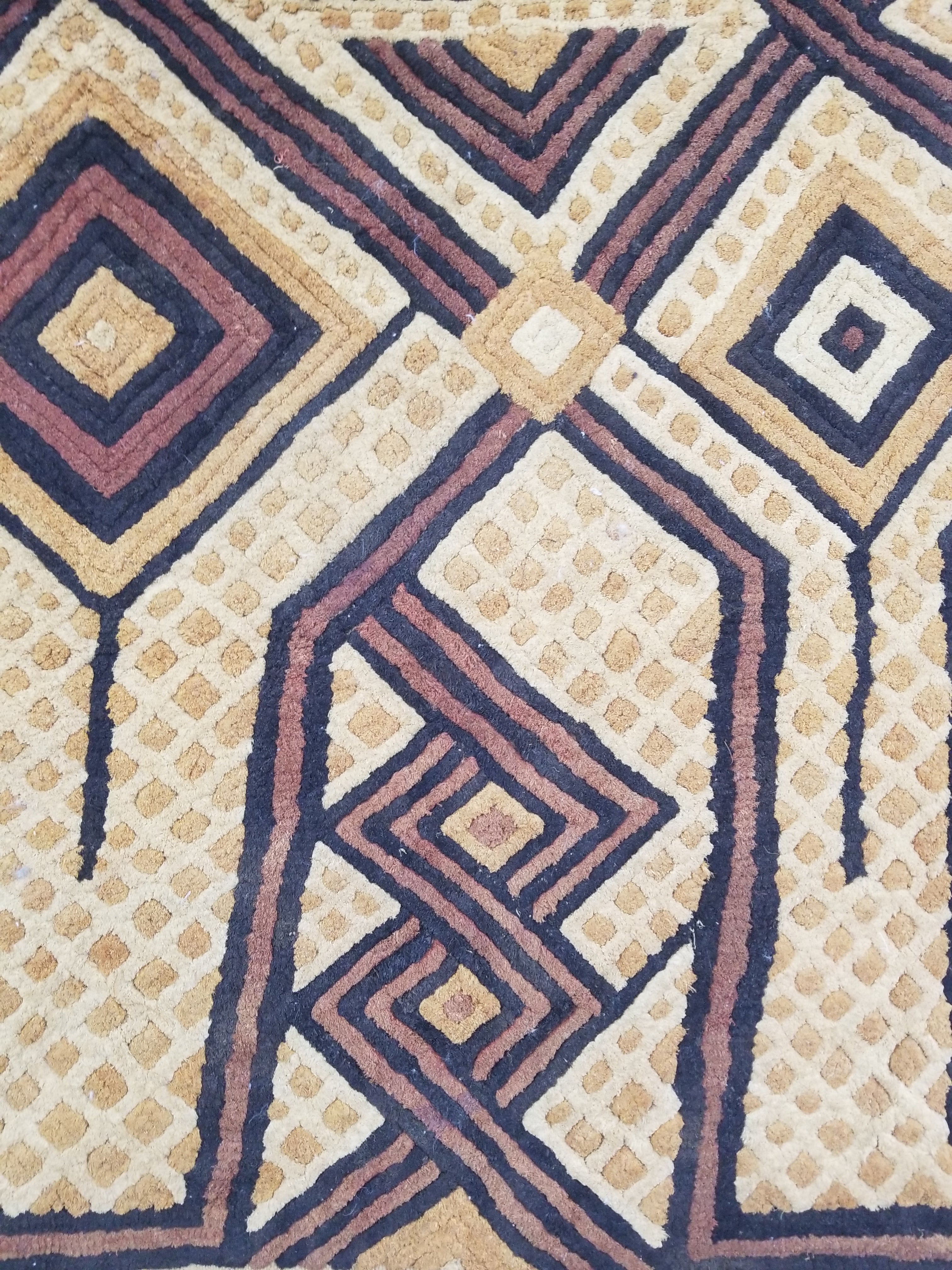 Antique Tribal African Kuba Cloth Velvet Embroidered Raffia Textile 144x63cm