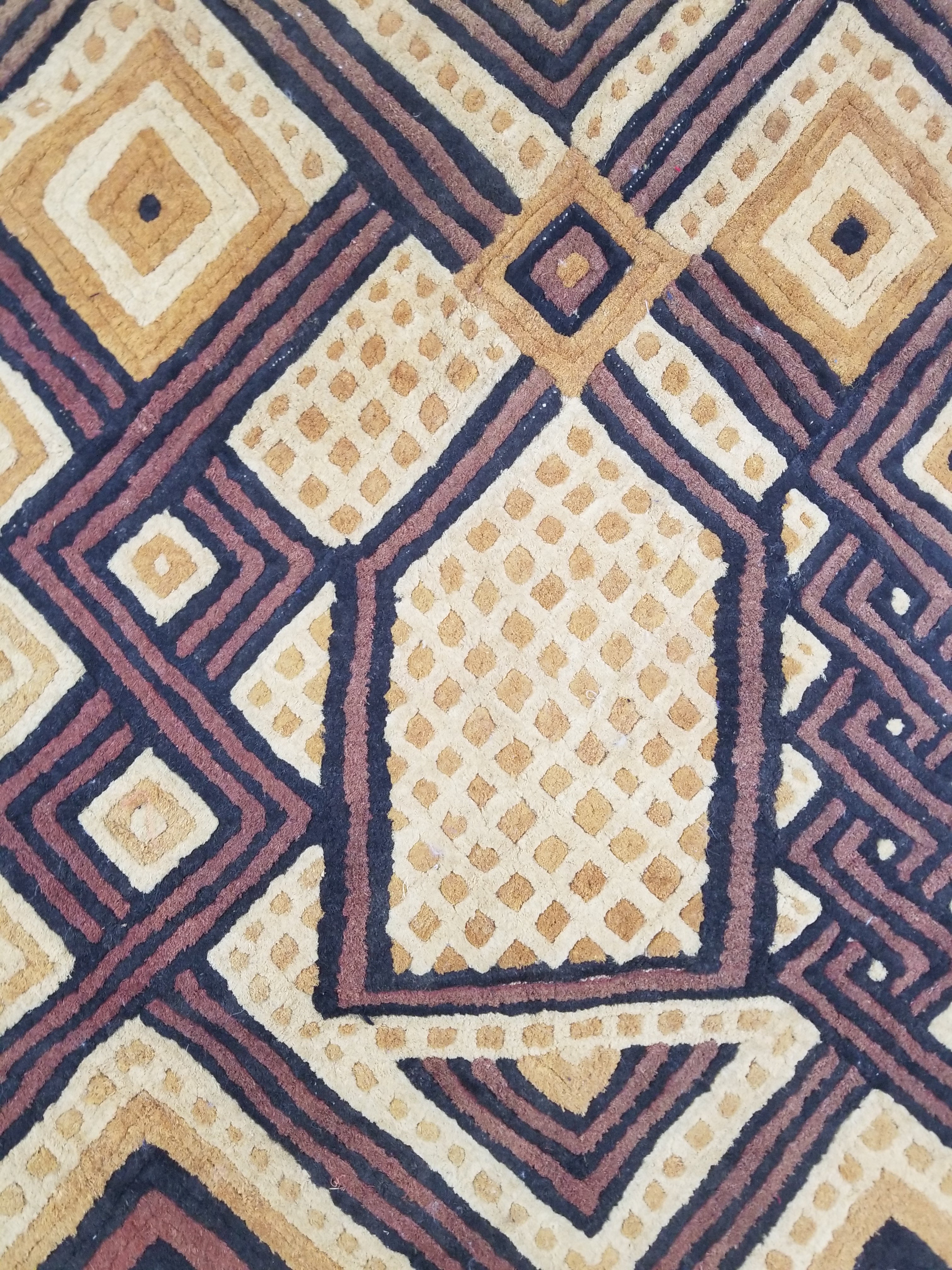 Antique Tribal African Kuba Cloth Velvet Embroidered Raffia Textile 144x63cm