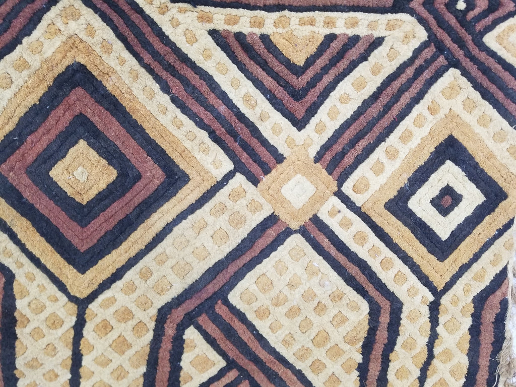 Antique Tribal African Kuba Cloth Velvet Embroidered Raffia Textile 144x63cm