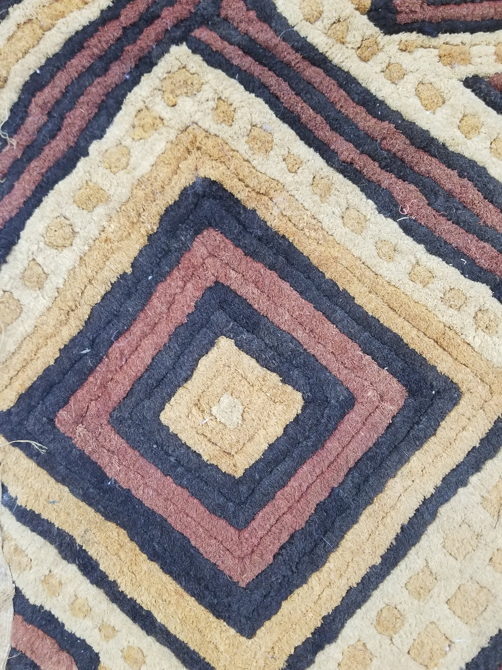 Antique Tribal African Kuba Cloth Velvet Embroidered Raffia Textile 144x63cm