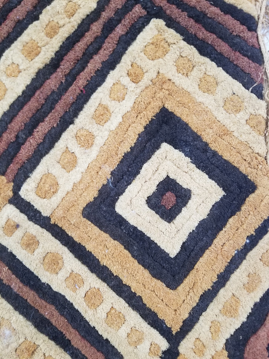 Antique Tribal African Kuba Cloth Velvet Embroidered Raffia Textile 144x63cm