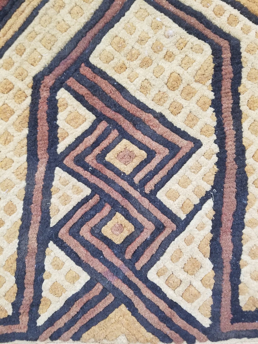 Antique Tribal African Kuba Cloth Velvet Embroidered Raffia Textile 144x63cm