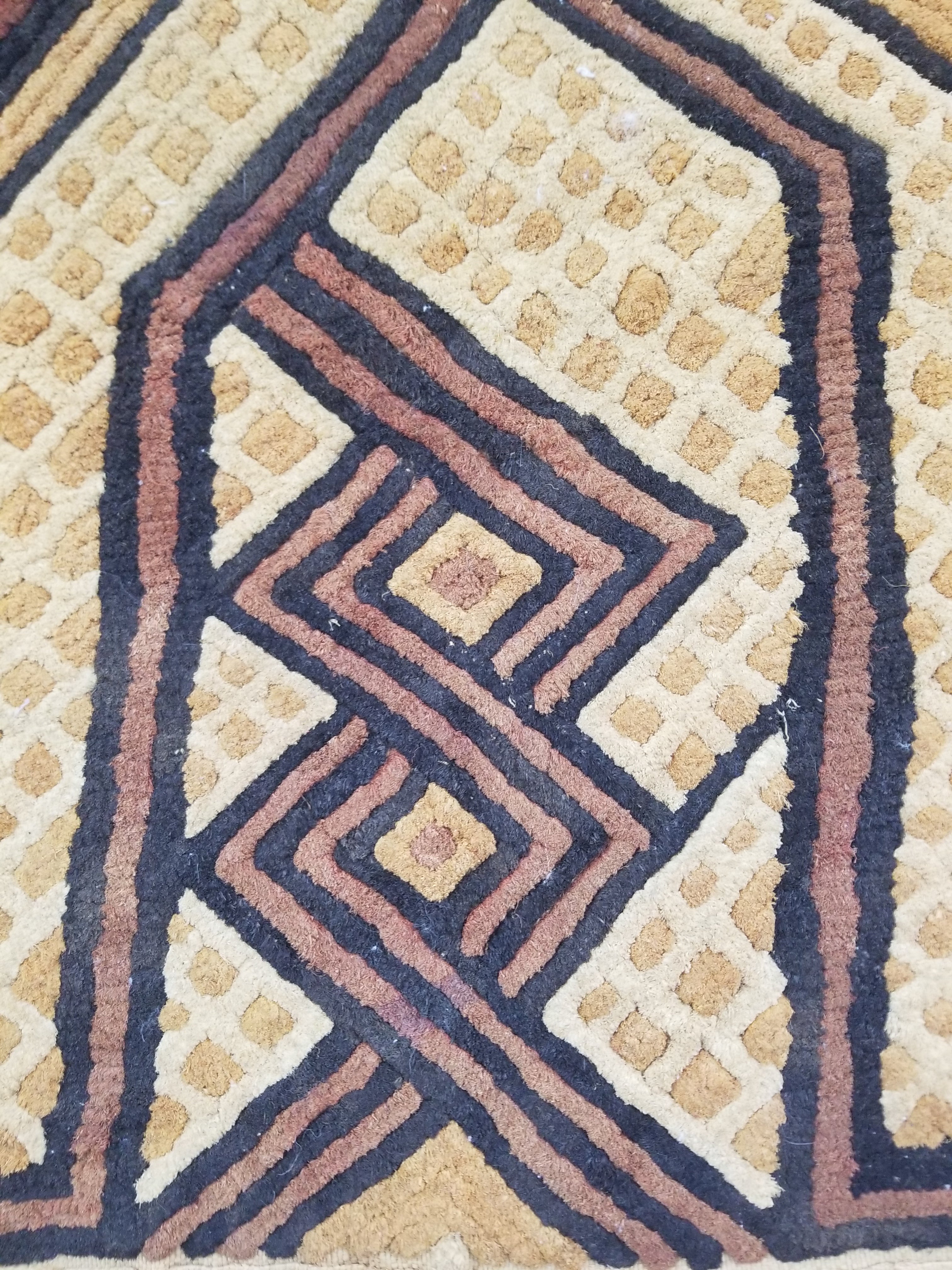 Antique Tribal African Kuba Cloth Velvet Embroidered Raffia Textile 144x63cm