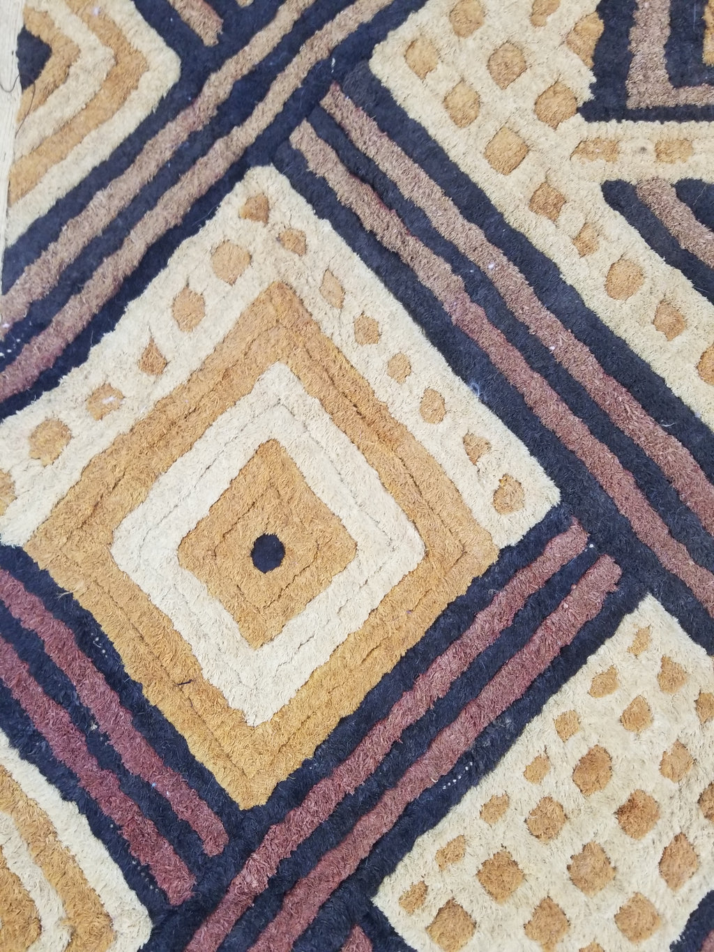 Antique Tribal African Kuba Cloth Velvet Embroidered Raffia Textile 144x63cm