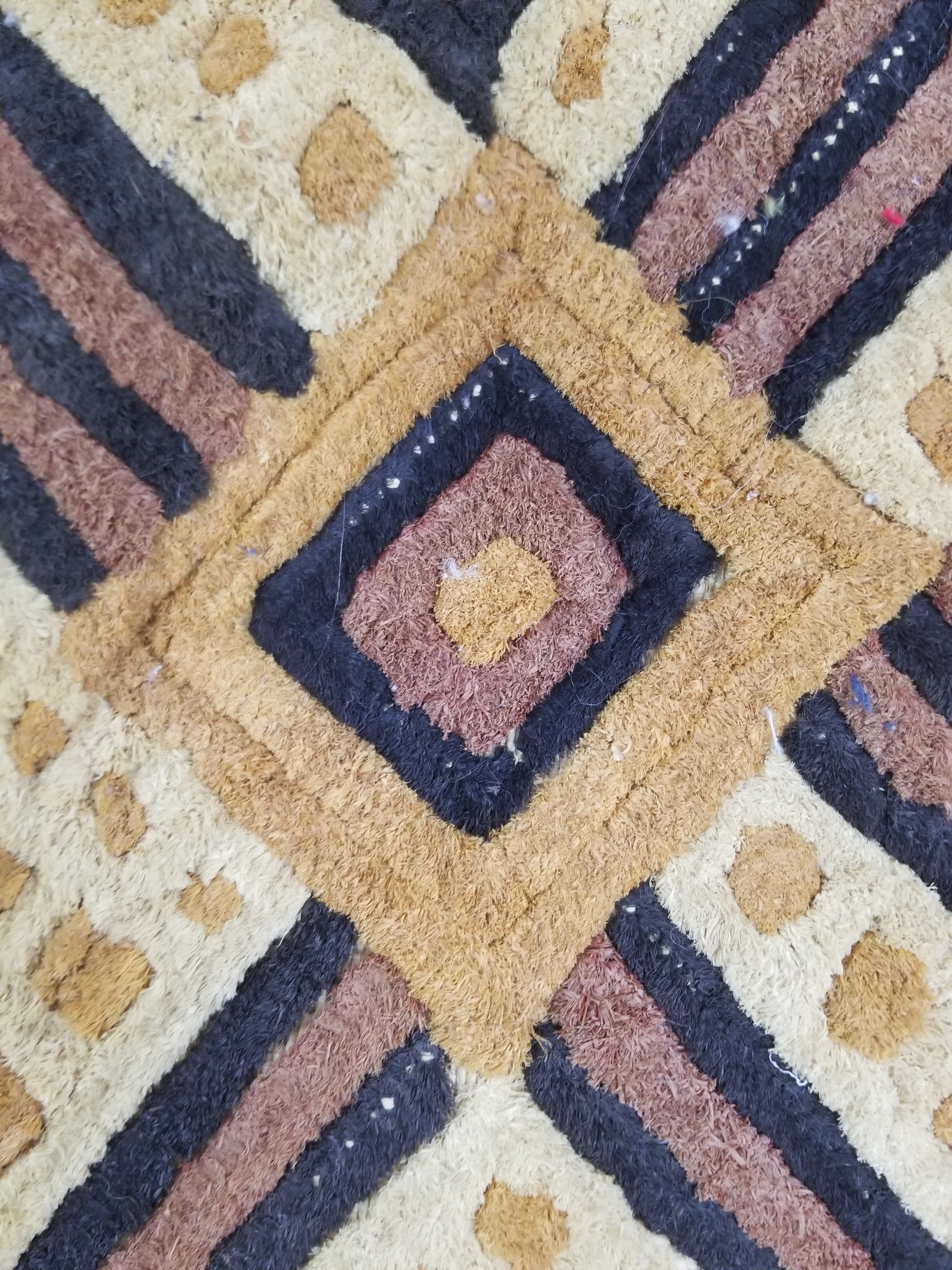 Antique Tribal African Kuba Cloth Velvet Embroidered Raffia Textile 144x63cm