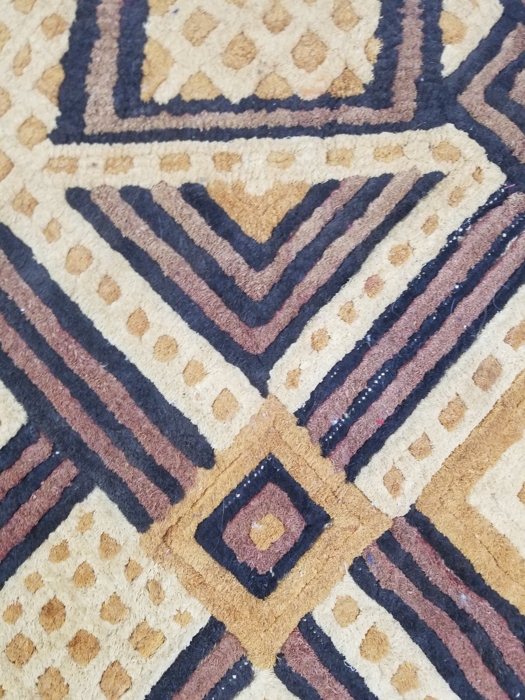 Antique Tribal African Kuba Cloth Velvet Embroidered Raffia Textile 144x63cm