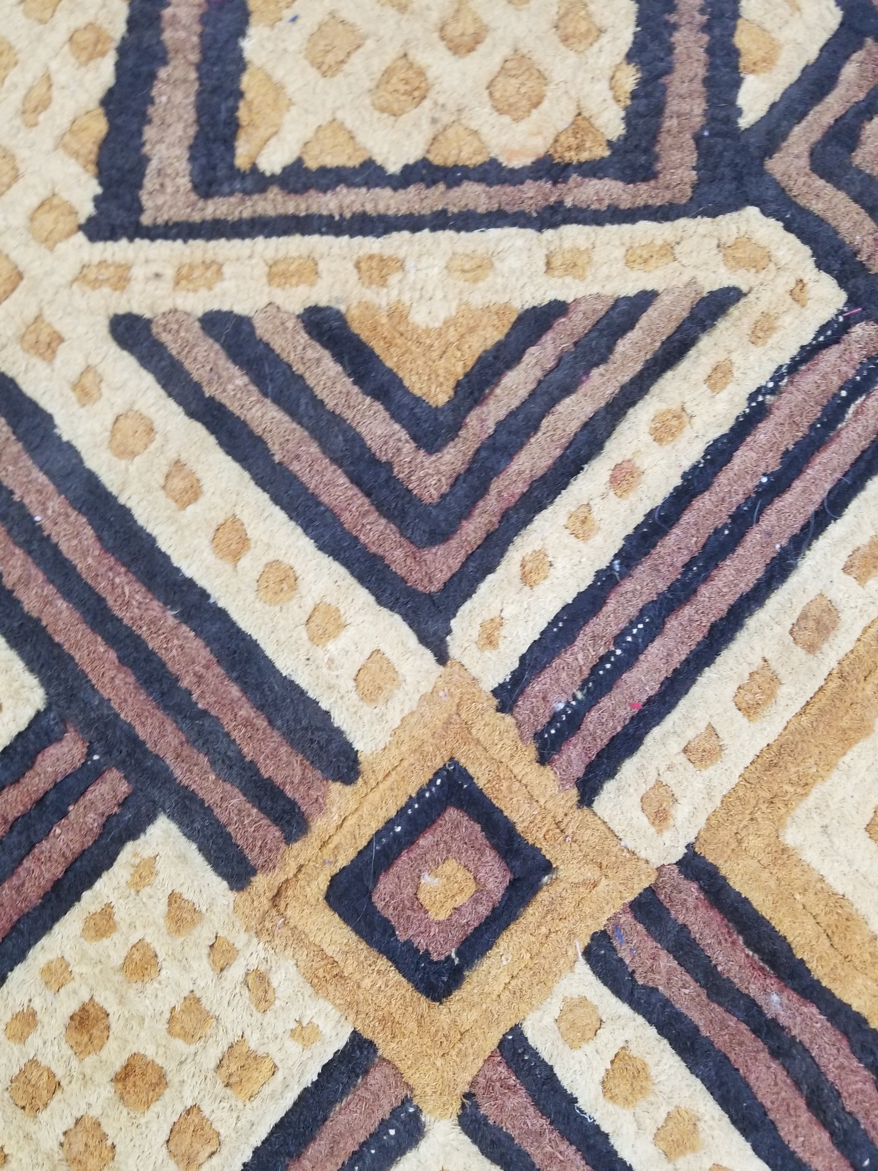 Antique Tribal African Kuba Cloth Velvet Embroidered Raffia Textile 144x63cm