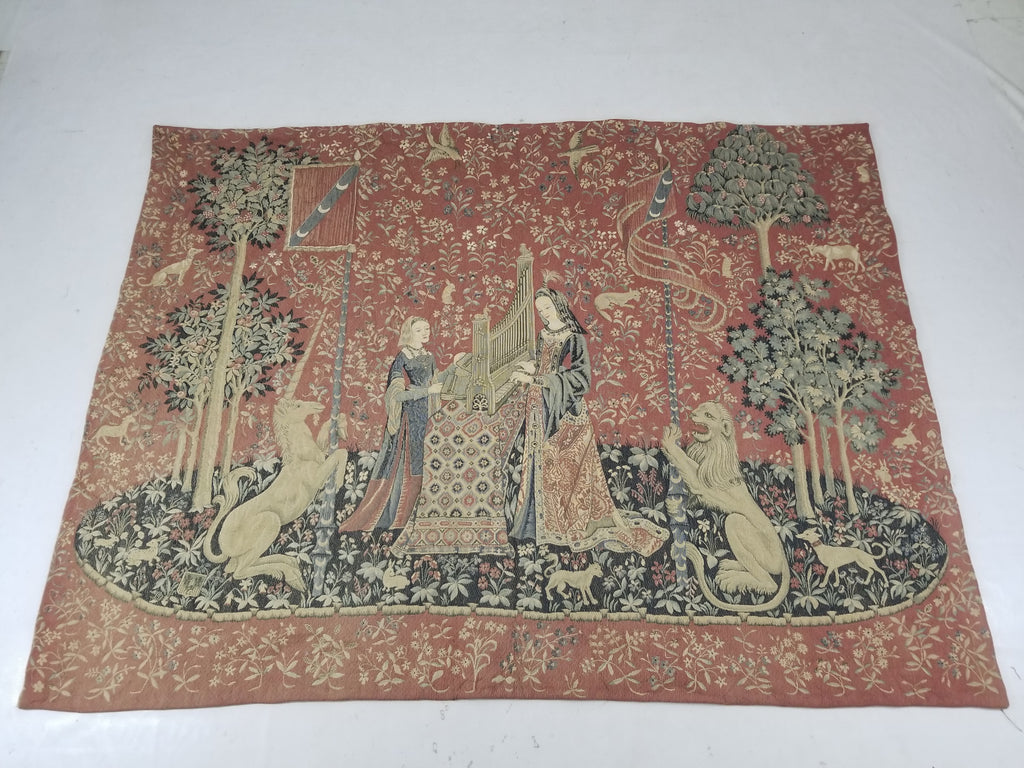 Antique European Lady & The Unicorn Medieval Wall Hanging Tapestry 222x168cm