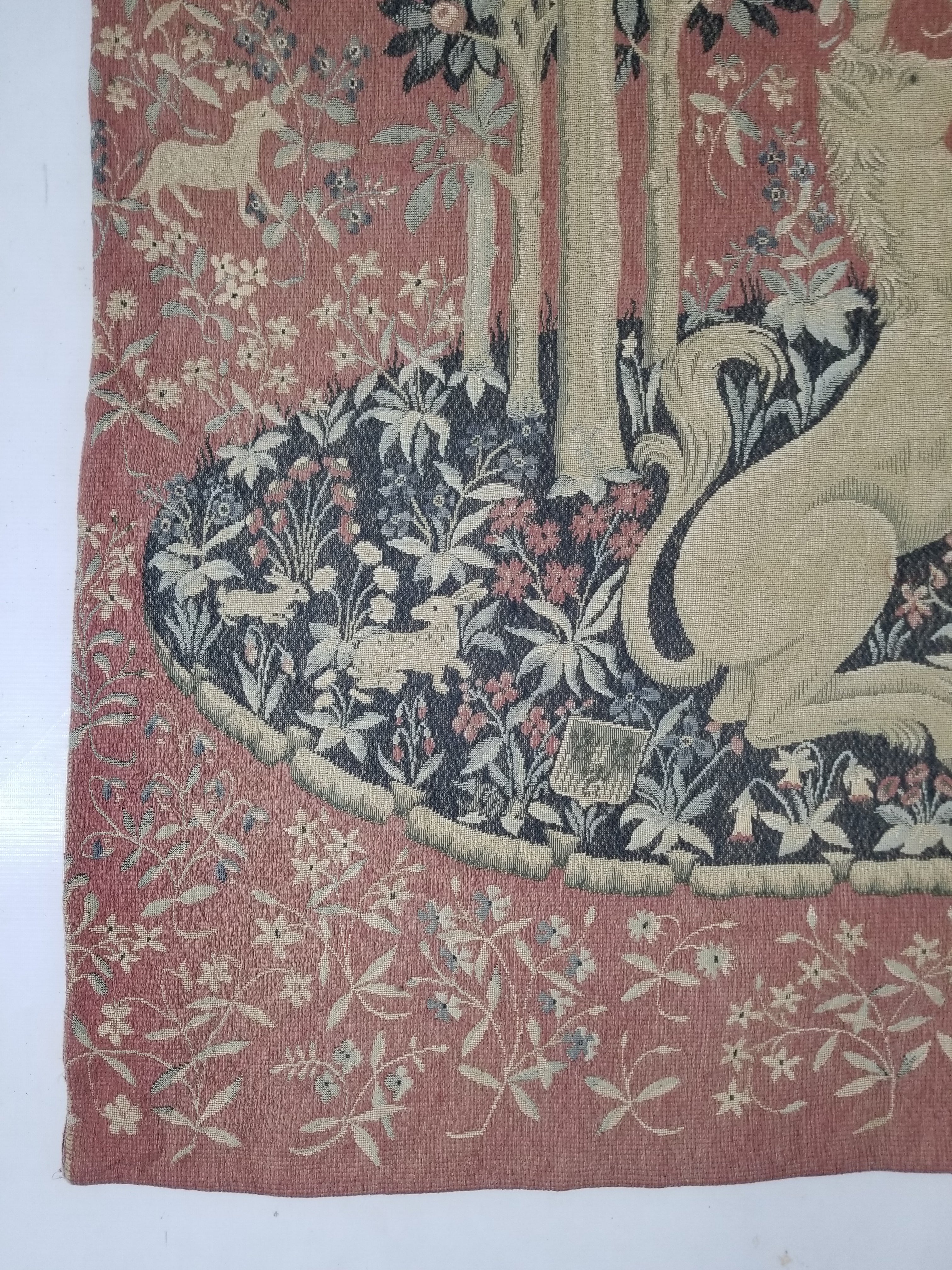 Antique European Lady & The Unicorn Medieval Wall Hanging Tapestry 222x168cm