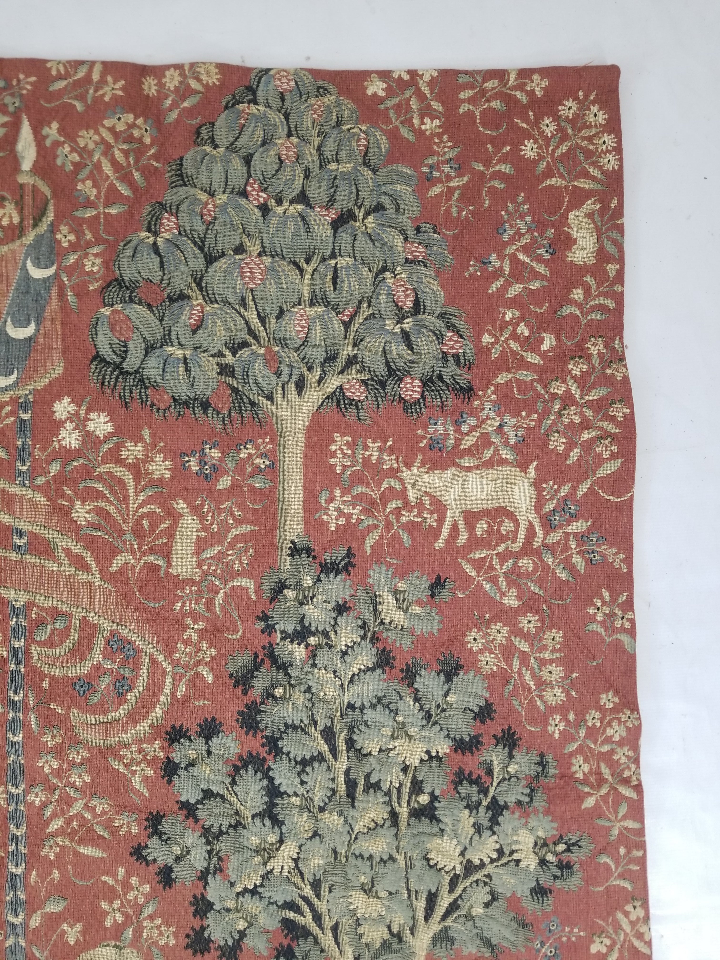 Antique European Lady & The Unicorn Medieval Wall Hanging Tapestry 222x168cm