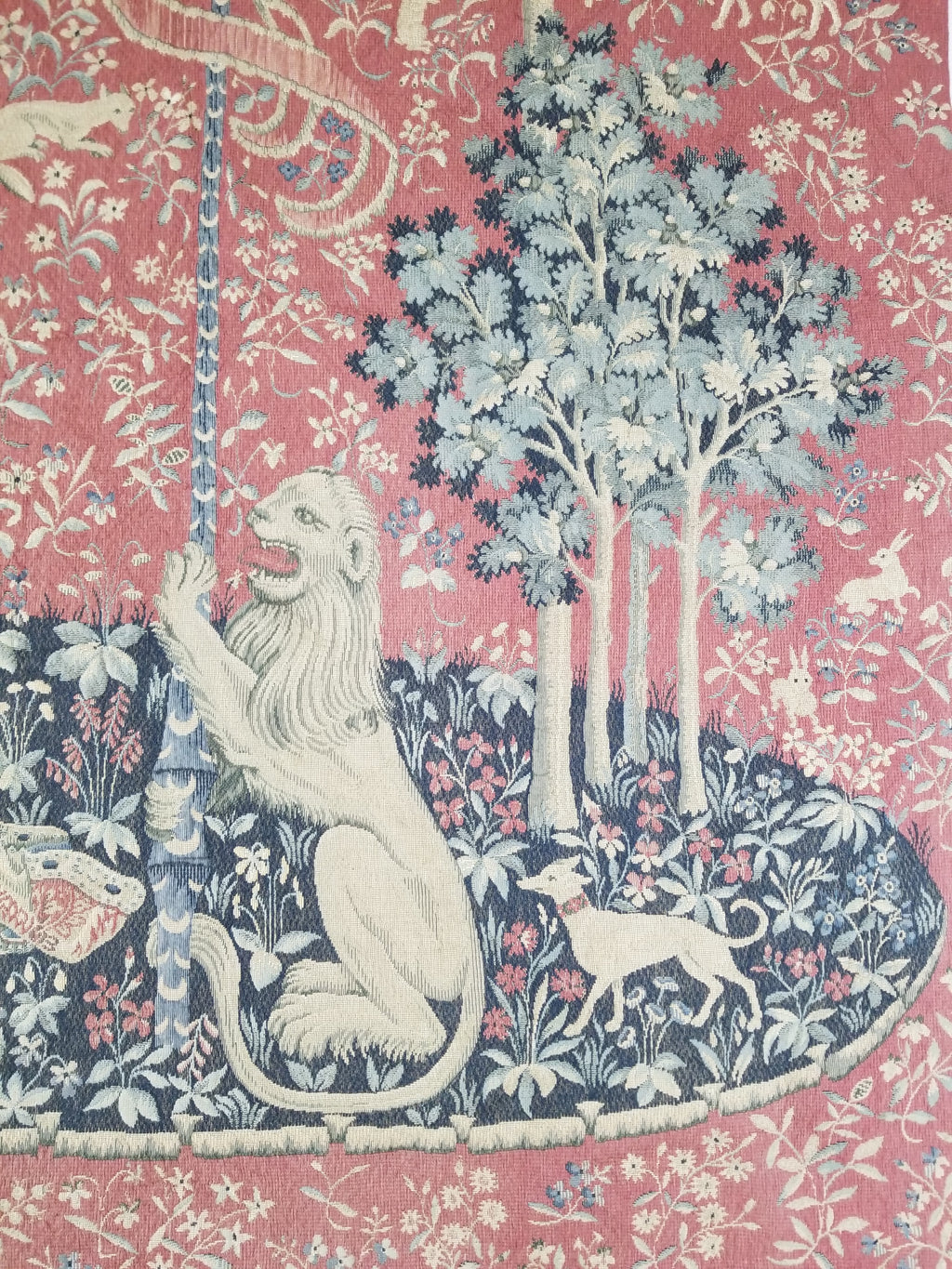 Antique European Lady & The Unicorn Medieval Wall Hanging Tapestry 222x168cm