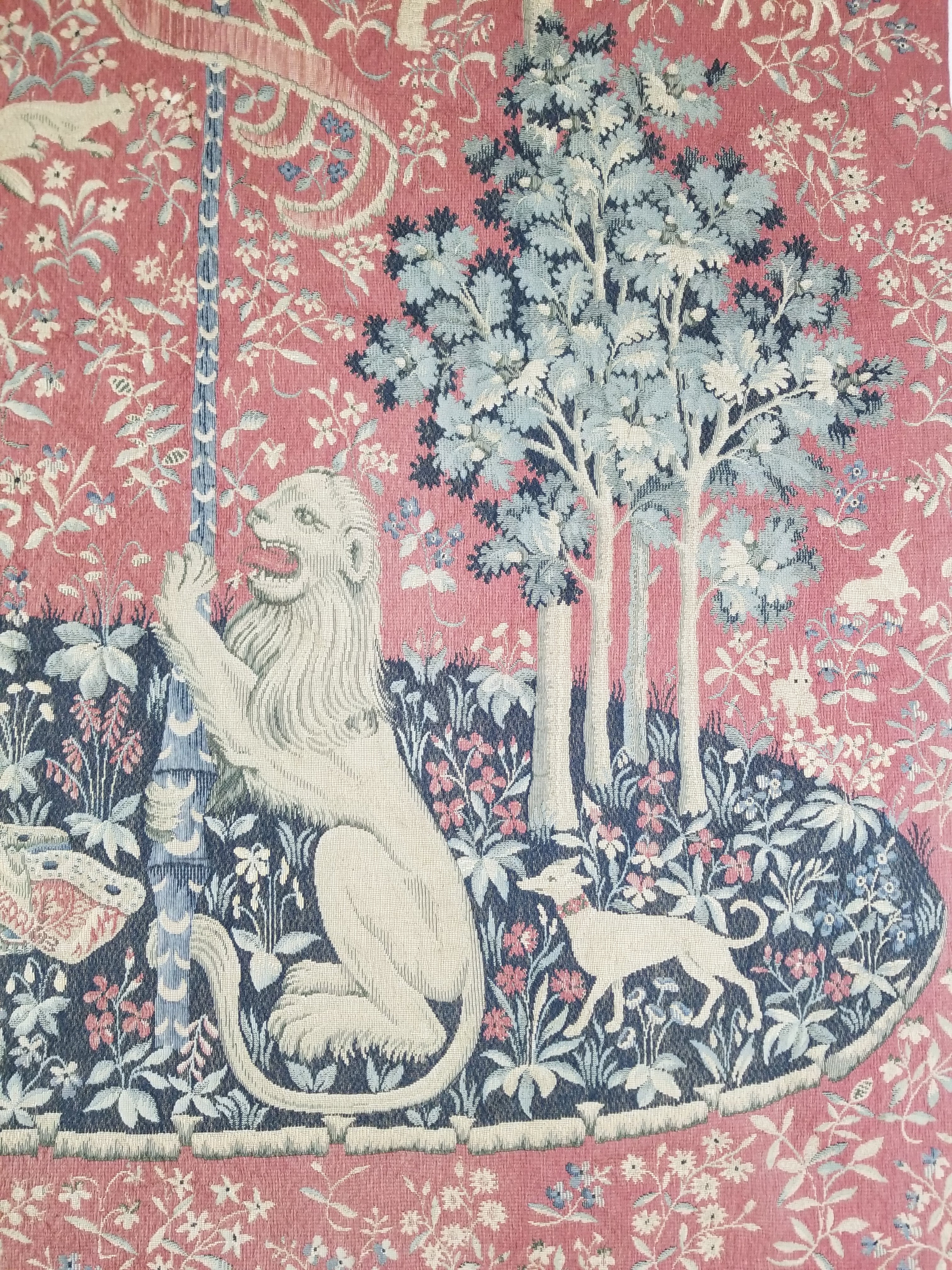Antique European Lady & The Unicorn Medieval Wall Hanging Tapestry 222x168cm