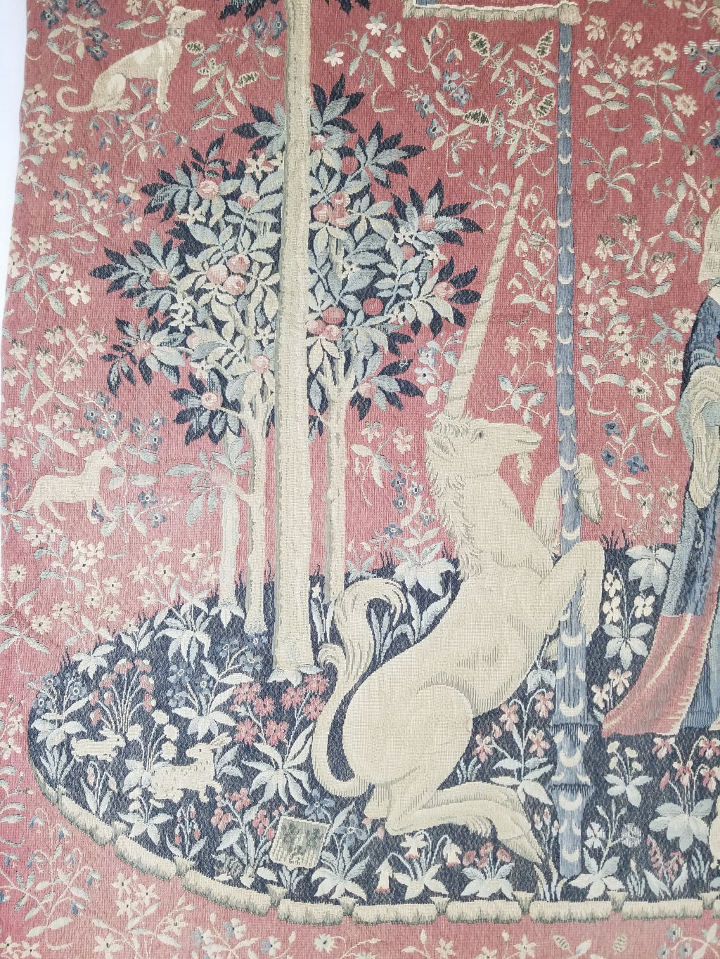Antique European Lady & The Unicorn Medieval Wall Hanging Tapestry 222x168cm