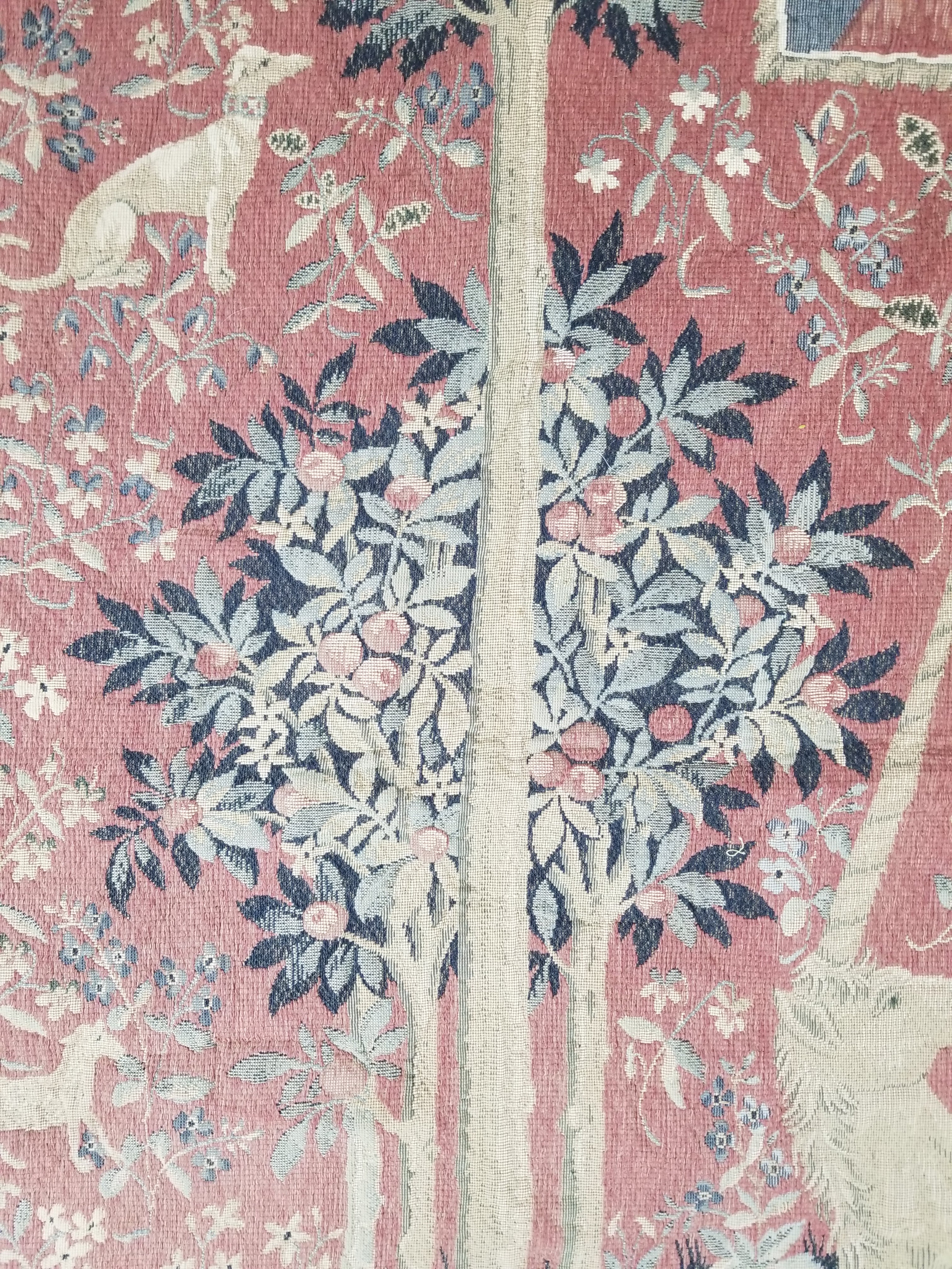 Antique European Lady & The Unicorn Medieval Wall Hanging Tapestry 222x168cm