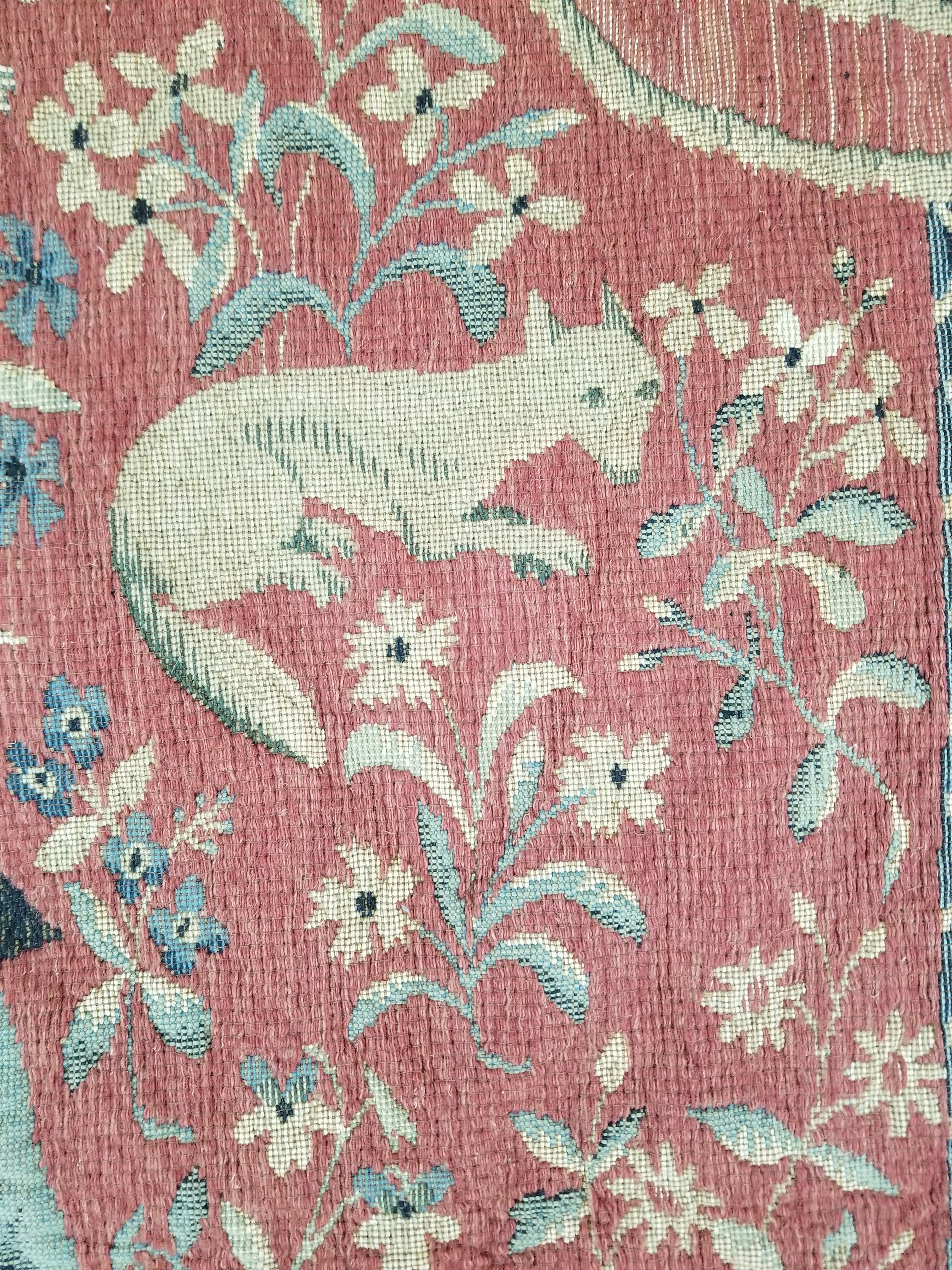Antique European Lady & The Unicorn Medieval Wall Hanging Tapestry 222x168cm