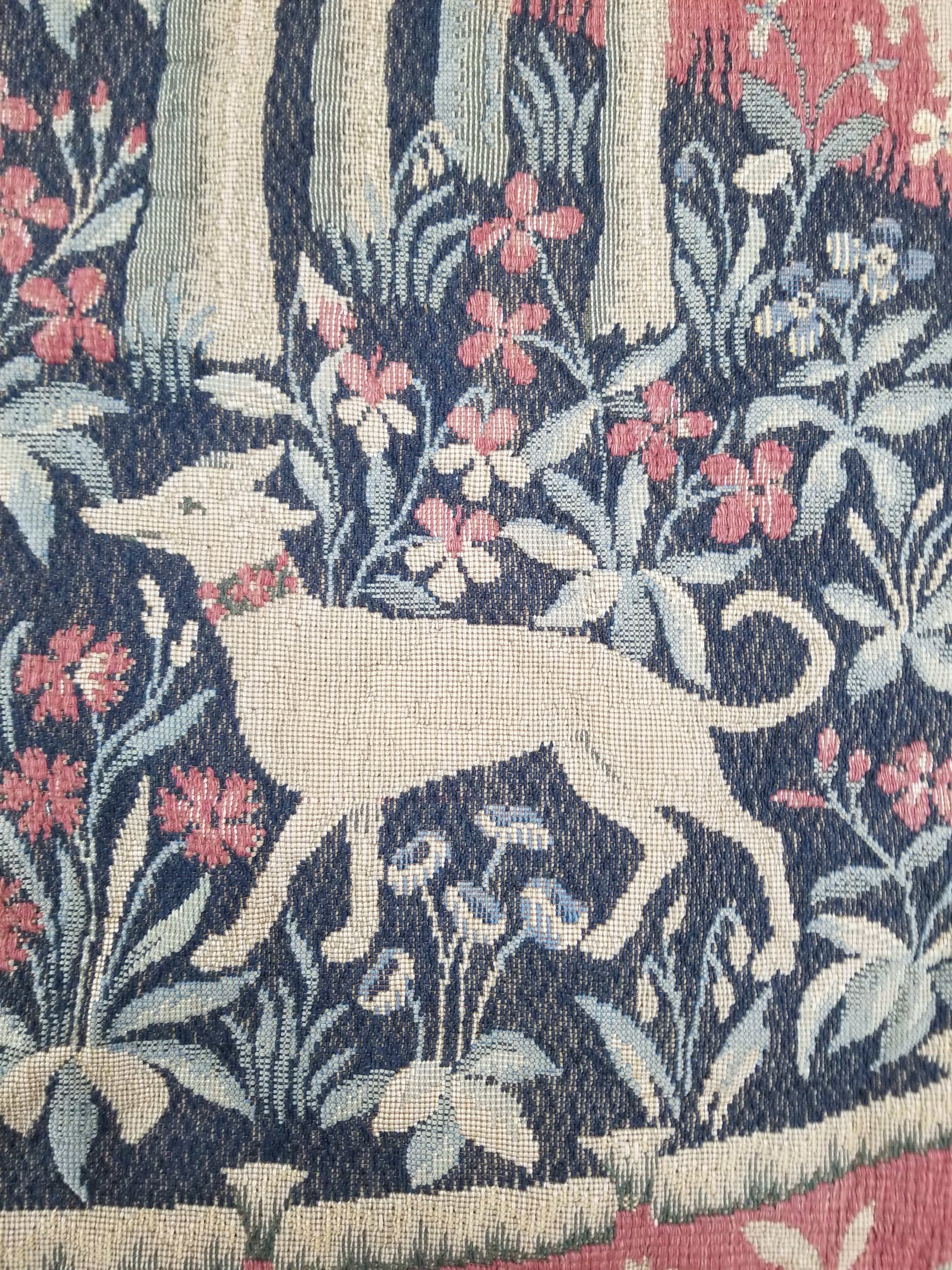 Antique European Lady & The Unicorn Medieval Wall Hanging Tapestry 222x168cm
