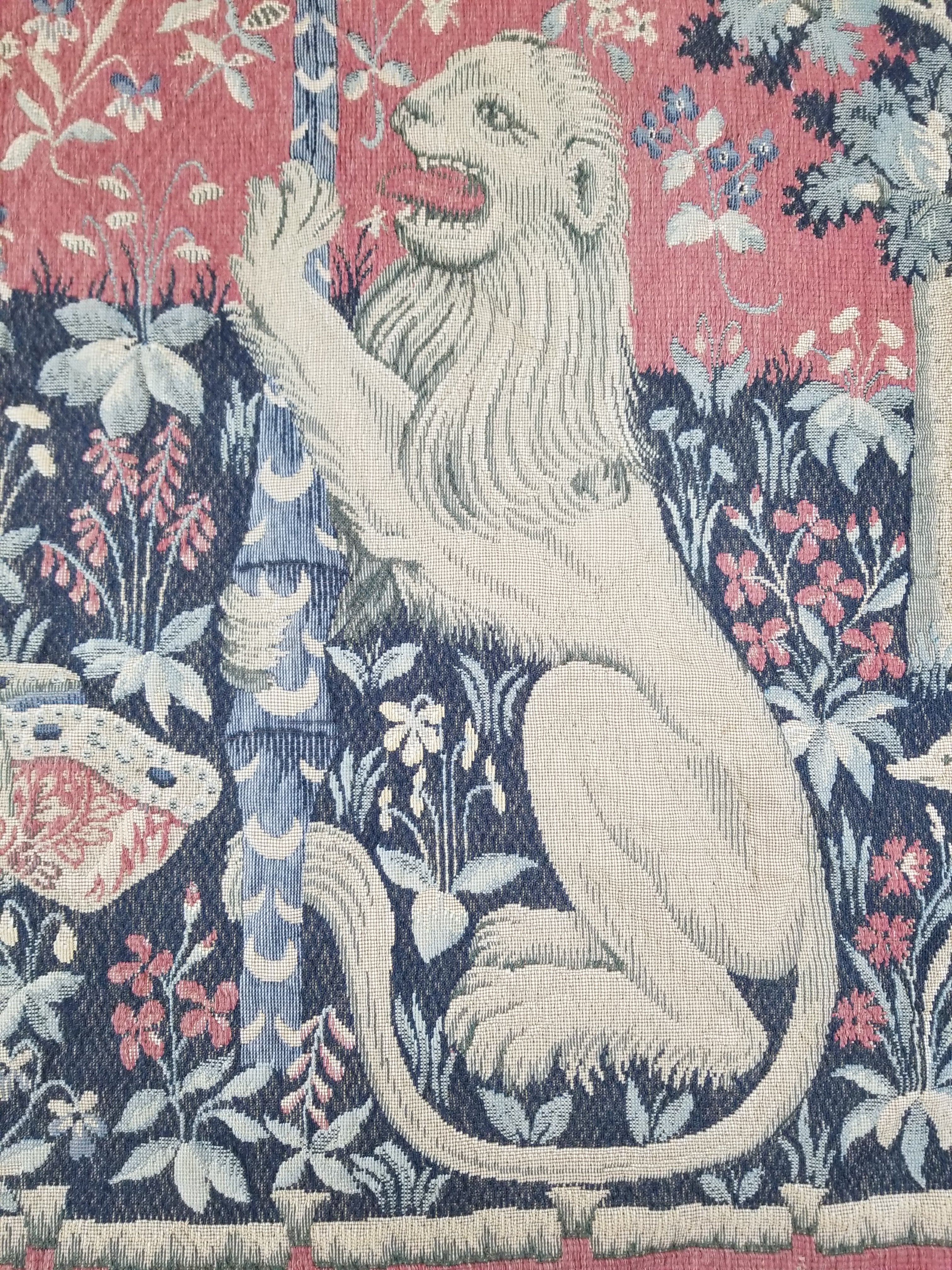 Antique European Lady & The Unicorn Medieval Wall Hanging Tapestry 222x168cm