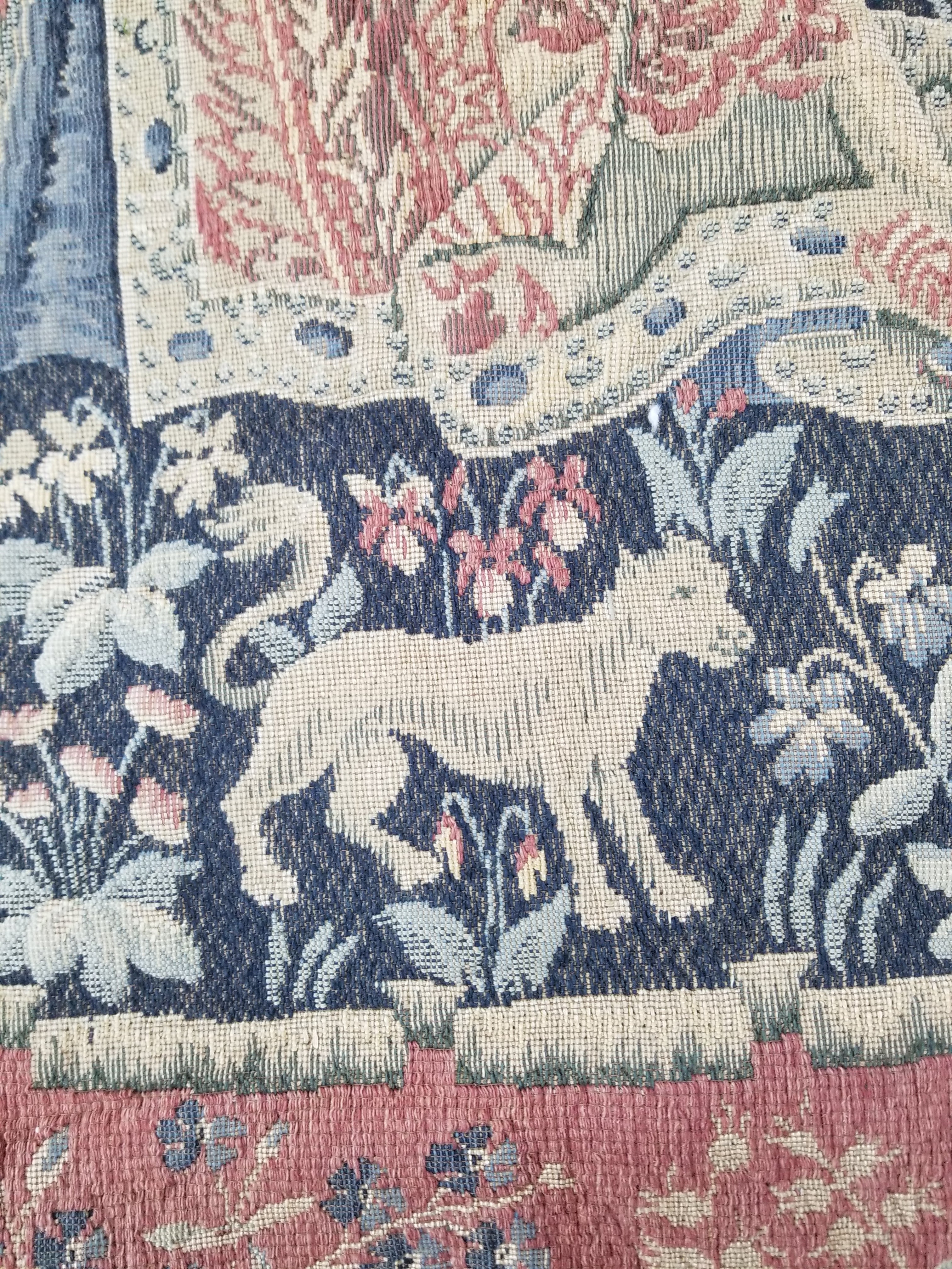 Antique European Lady & The Unicorn Medieval Wall Hanging Tapestry 222x168cm