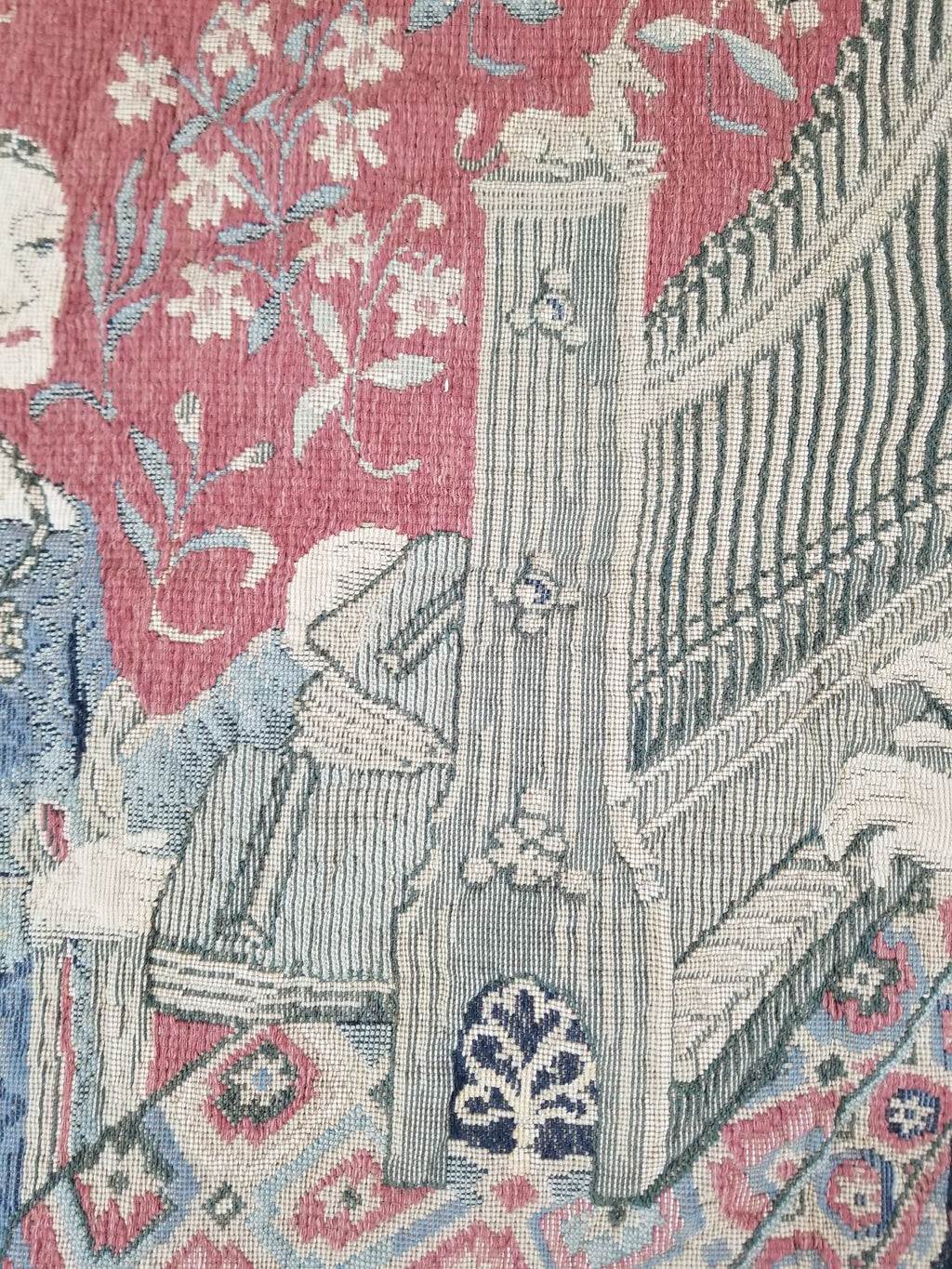 Antique European Lady & The Unicorn Medieval Wall Hanging Tapestry 222x168cm