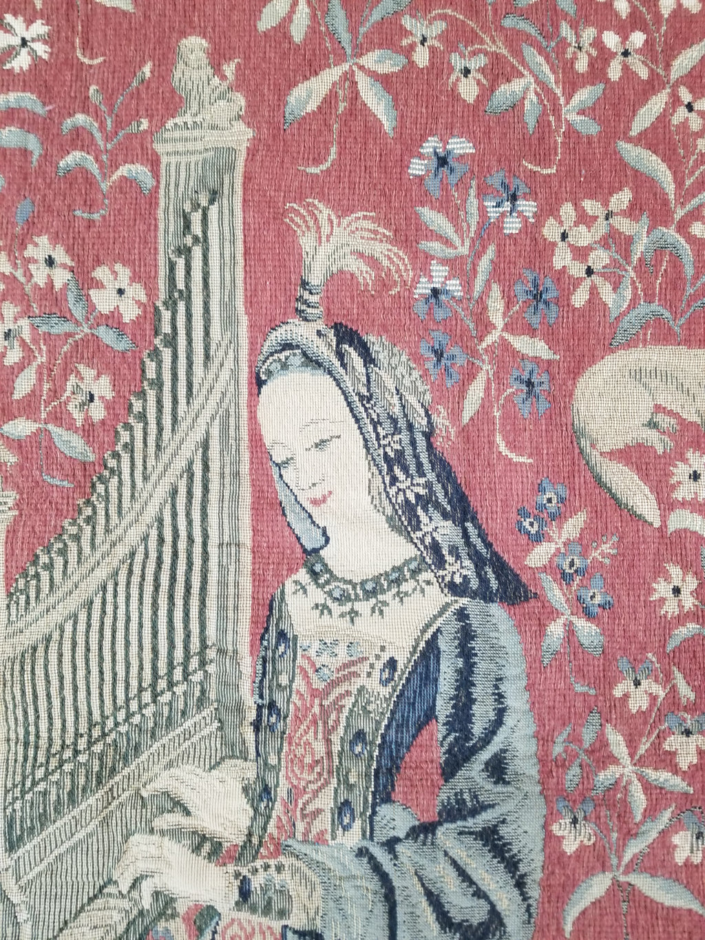 Antique European Lady & The Unicorn Medieval Wall Hanging Tapestry 222x168cm