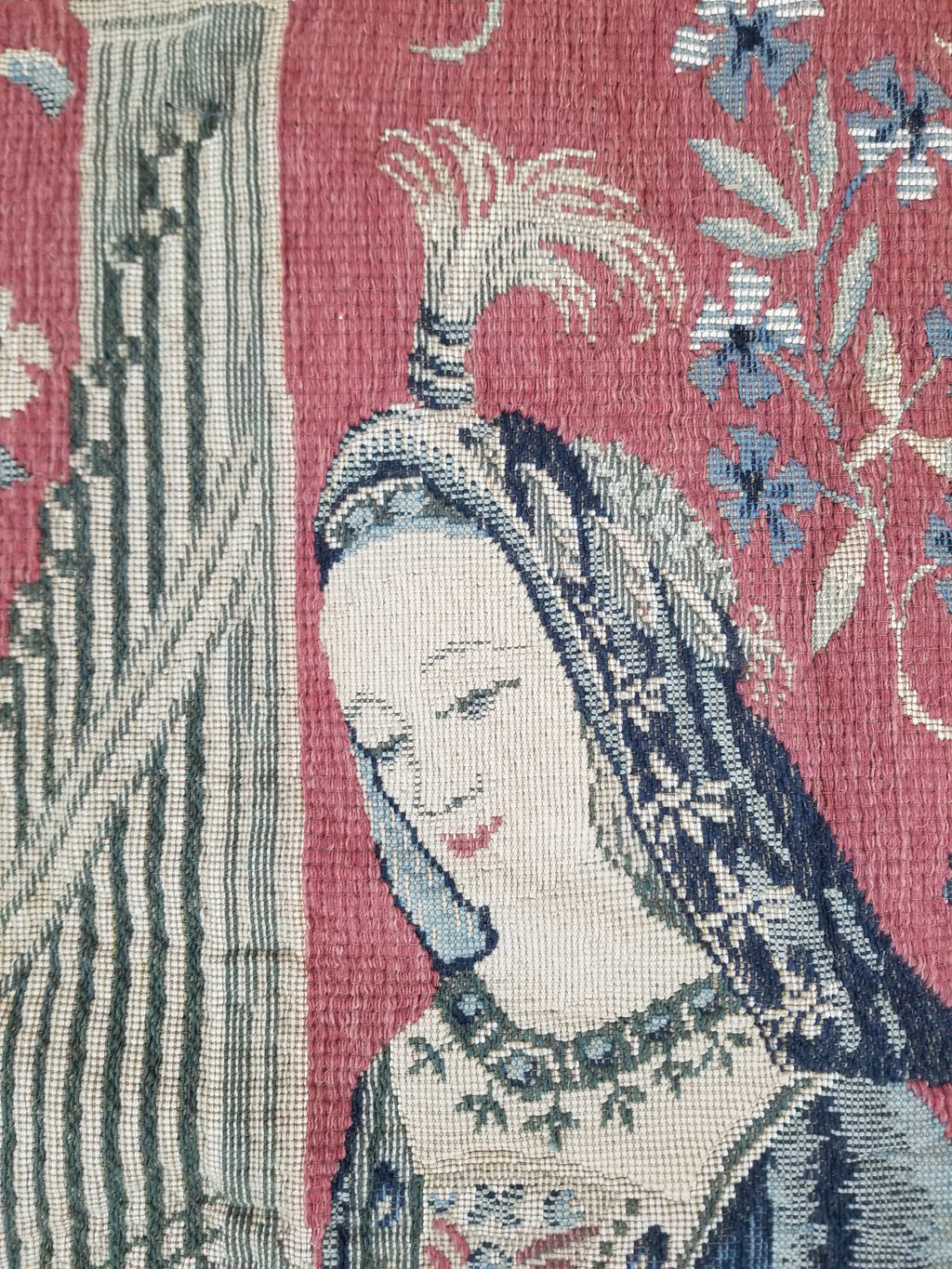 Antique European Lady & The Unicorn Medieval Wall Hanging Tapestry 222x168cm