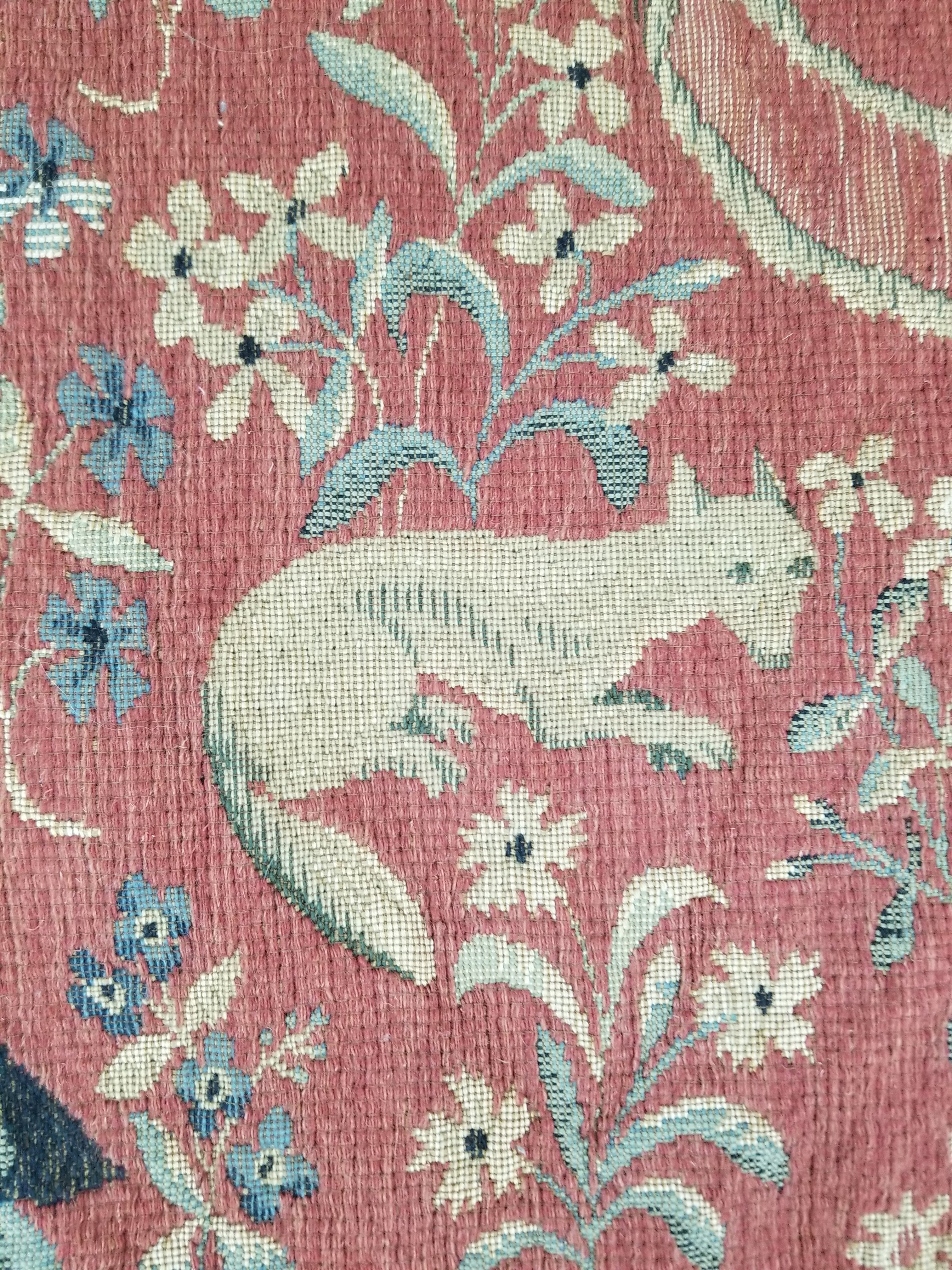 Antique European Lady & The Unicorn Medieval Wall Hanging Tapestry 222x168cm