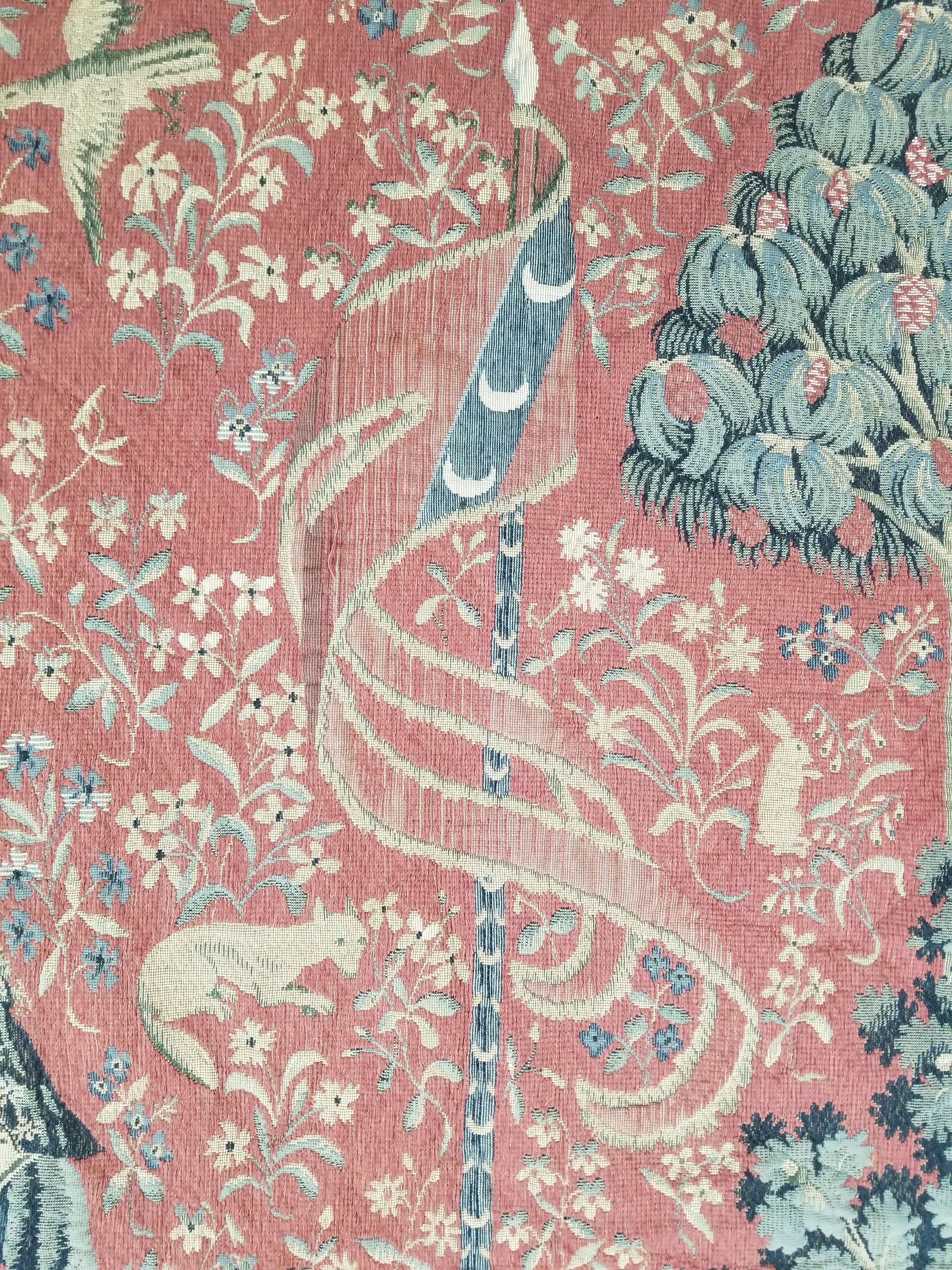 Antique European Lady & The Unicorn Medieval Wall Hanging Tapestry 222x168cm