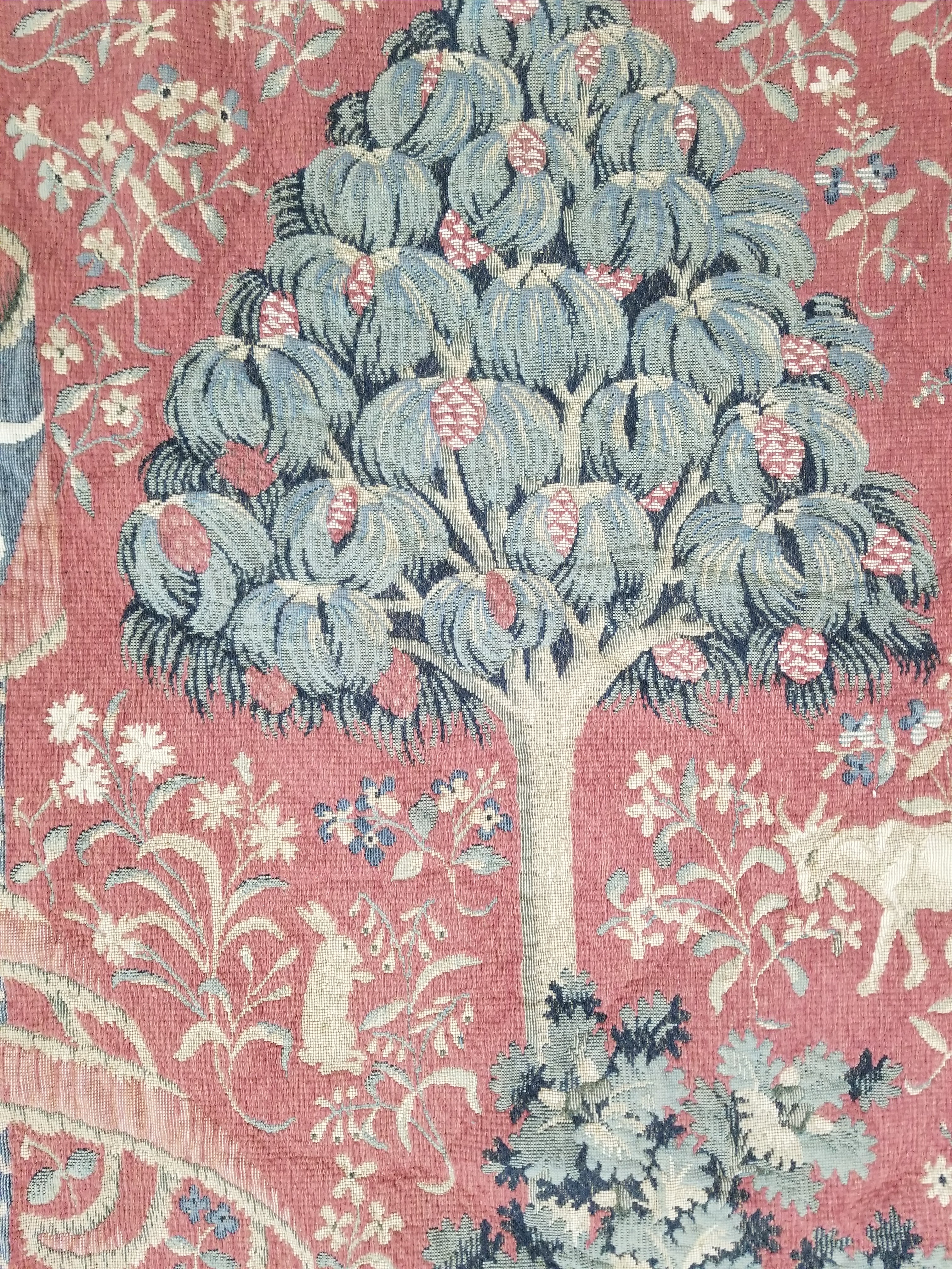 Antique European Lady & The Unicorn Medieval Wall Hanging Tapestry 222x168cm