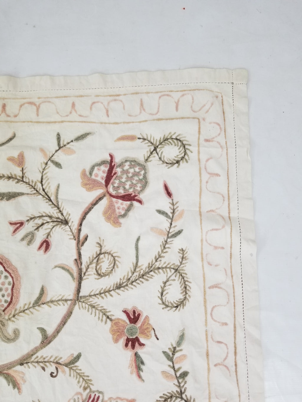 Vintage Jacobean Inspired Kashmiri Crewel Work Tree of Life Textile 257x213cm