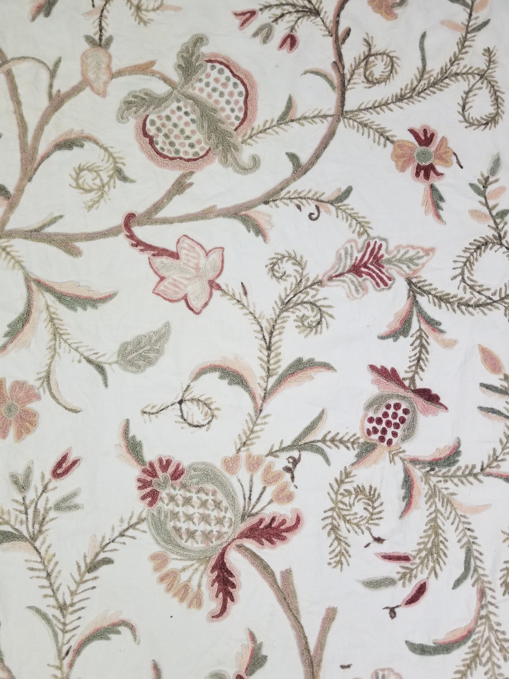 Vintage Jacobean Inspired Kashmiri Crewel Work Tree of Life Textile 257x213cm
