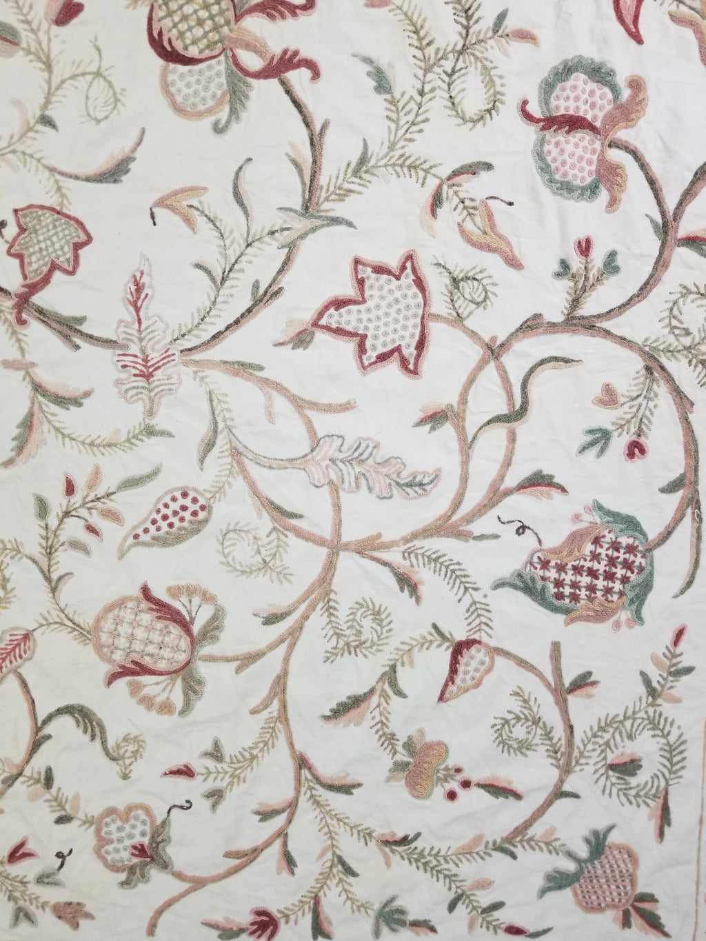 Vintage Jacobean Inspired Kashmiri Crewel Work Tree of Life Textile 257x213cm