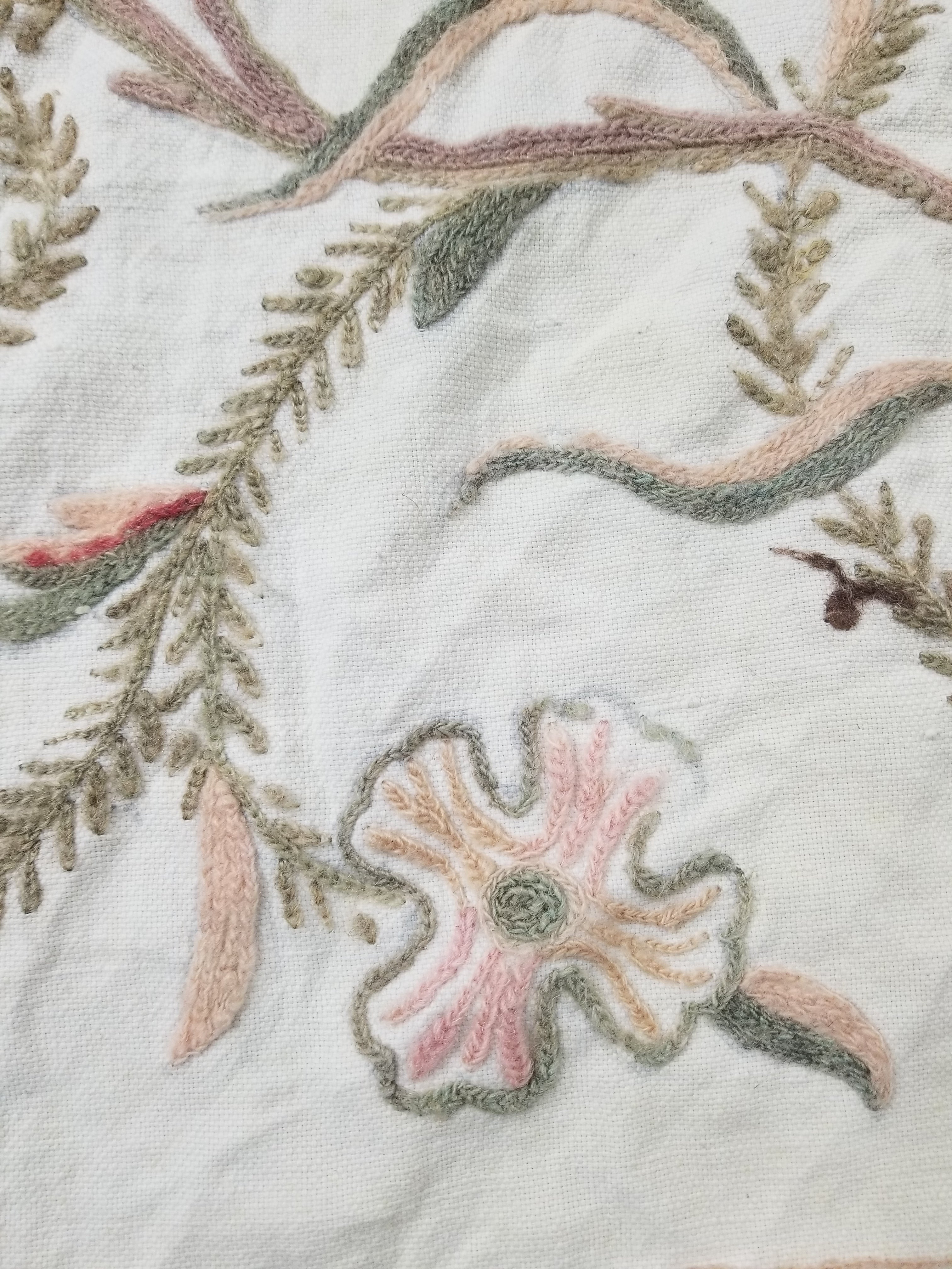 Vintage Jacobean Inspired Kashmiri Crewel Work Tree of Life Textile 257x213cm