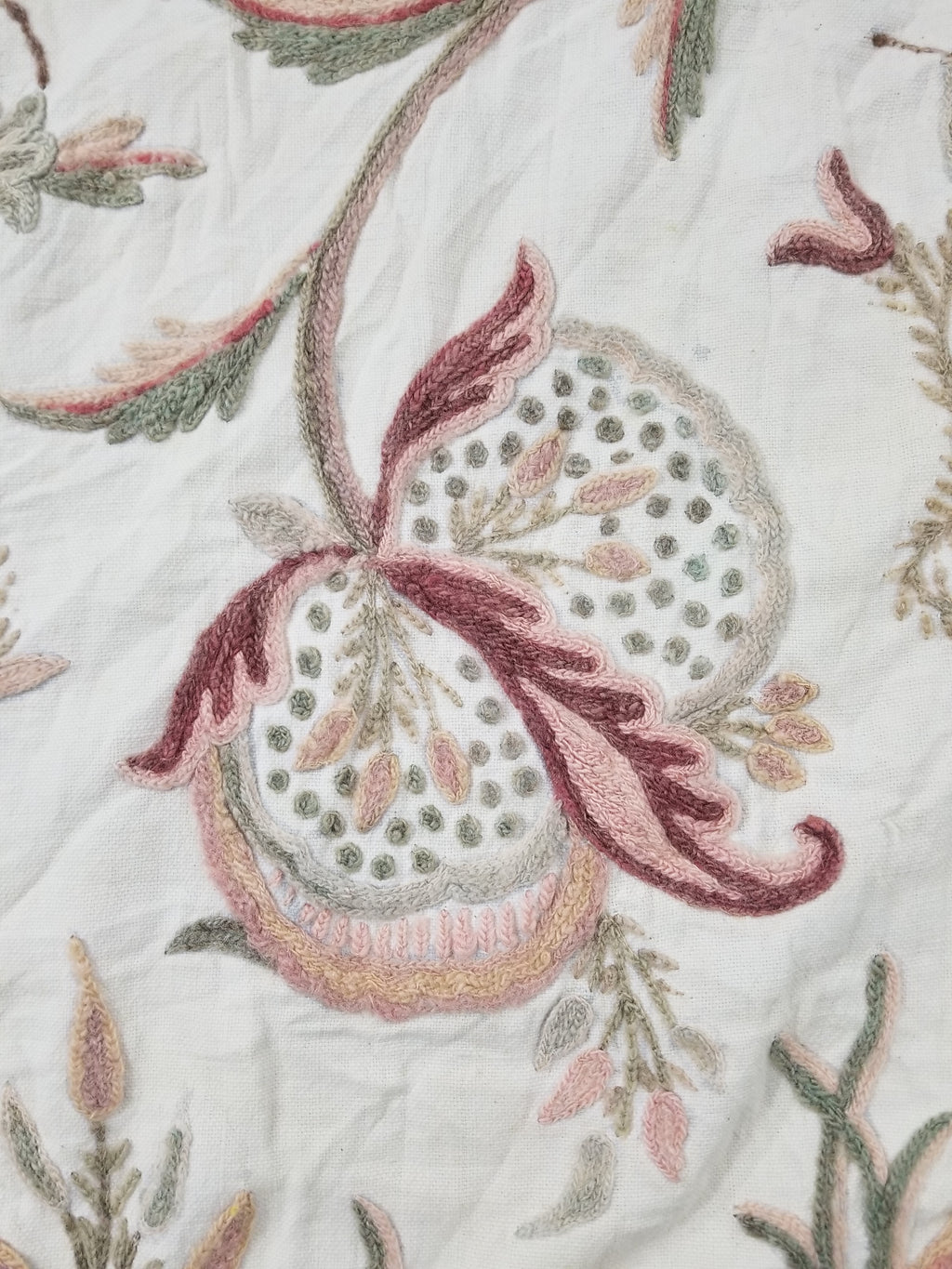 Vintage Jacobean Inspired Kashmiri Crewel Work Tree of Life Textile 257x213cm