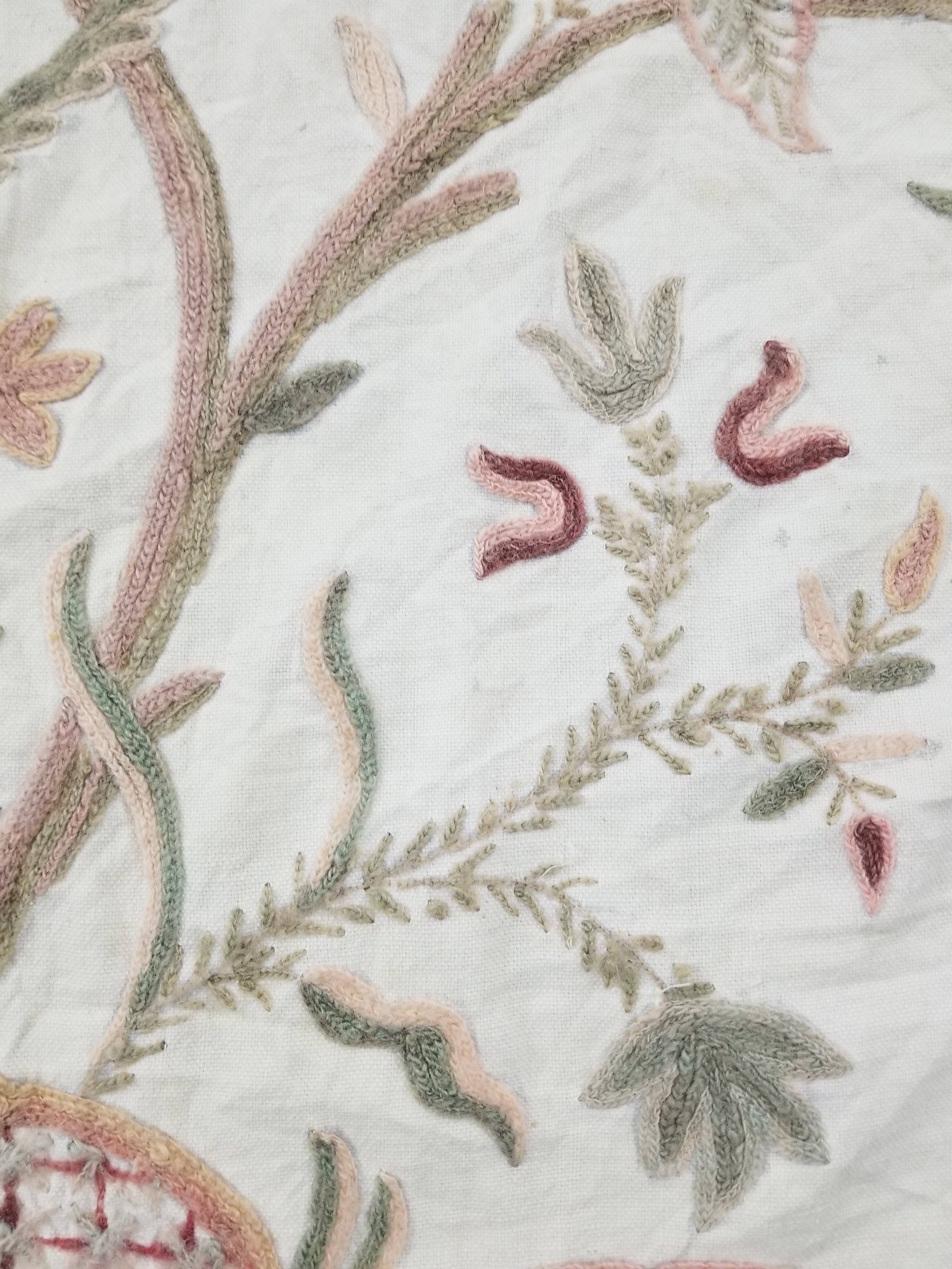 Vintage Jacobean Inspired Kashmiri Crewel Work Tree of Life Textile 257x213cm