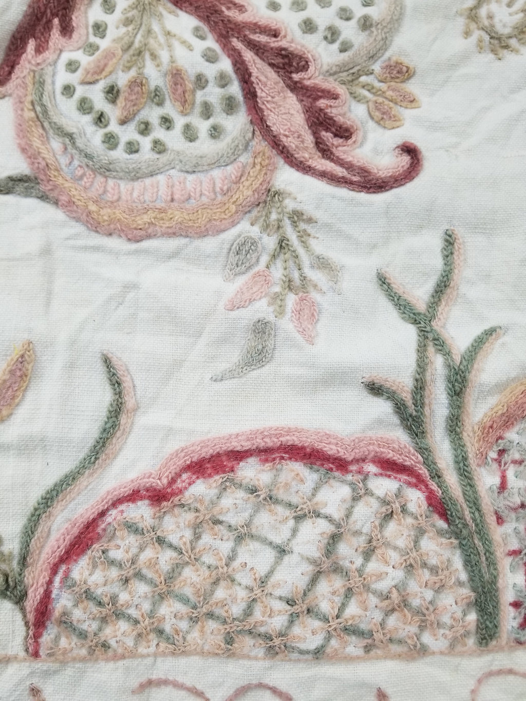 Vintage Jacobean Inspired Kashmiri Crewel Work Tree of Life Textile 257x213cm