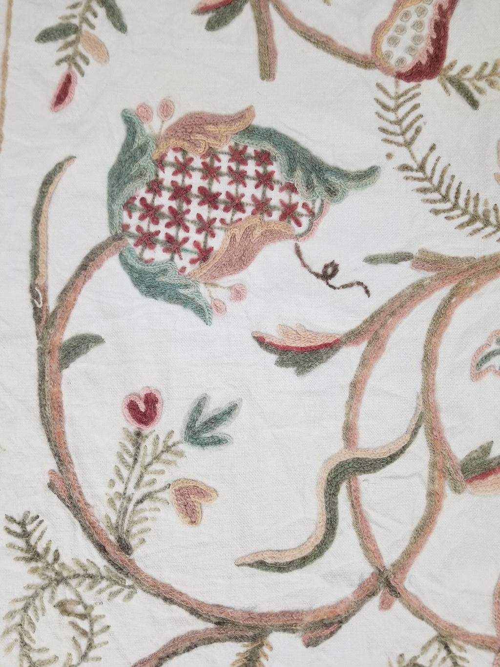 Vintage Jacobean Inspired Kashmiri Crewel Work Tree of Life Textile 257x213cm