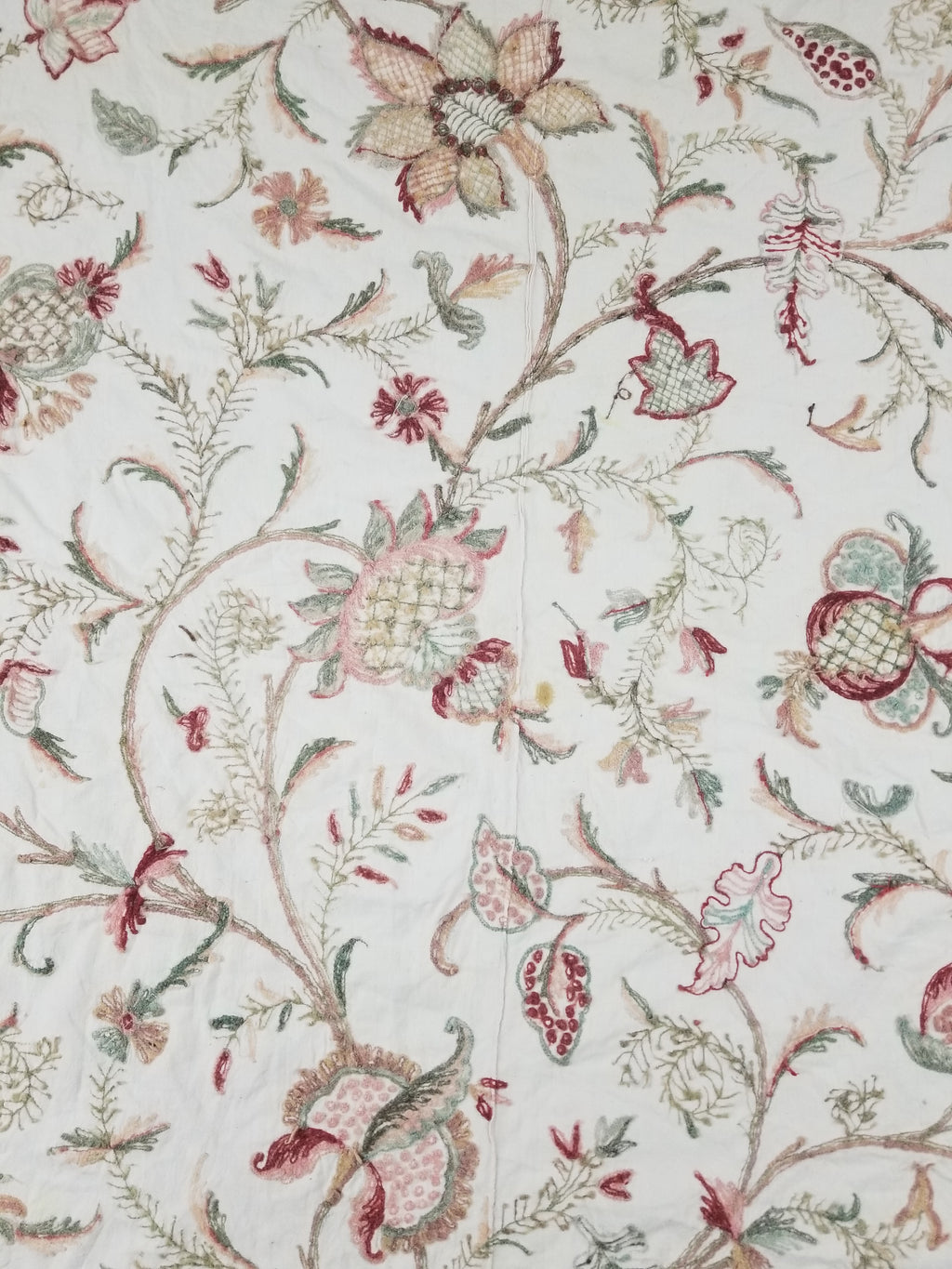 Vintage Jacobean Inspired Kashmiri Crewel Work Tree of Life Textile 257x213cm