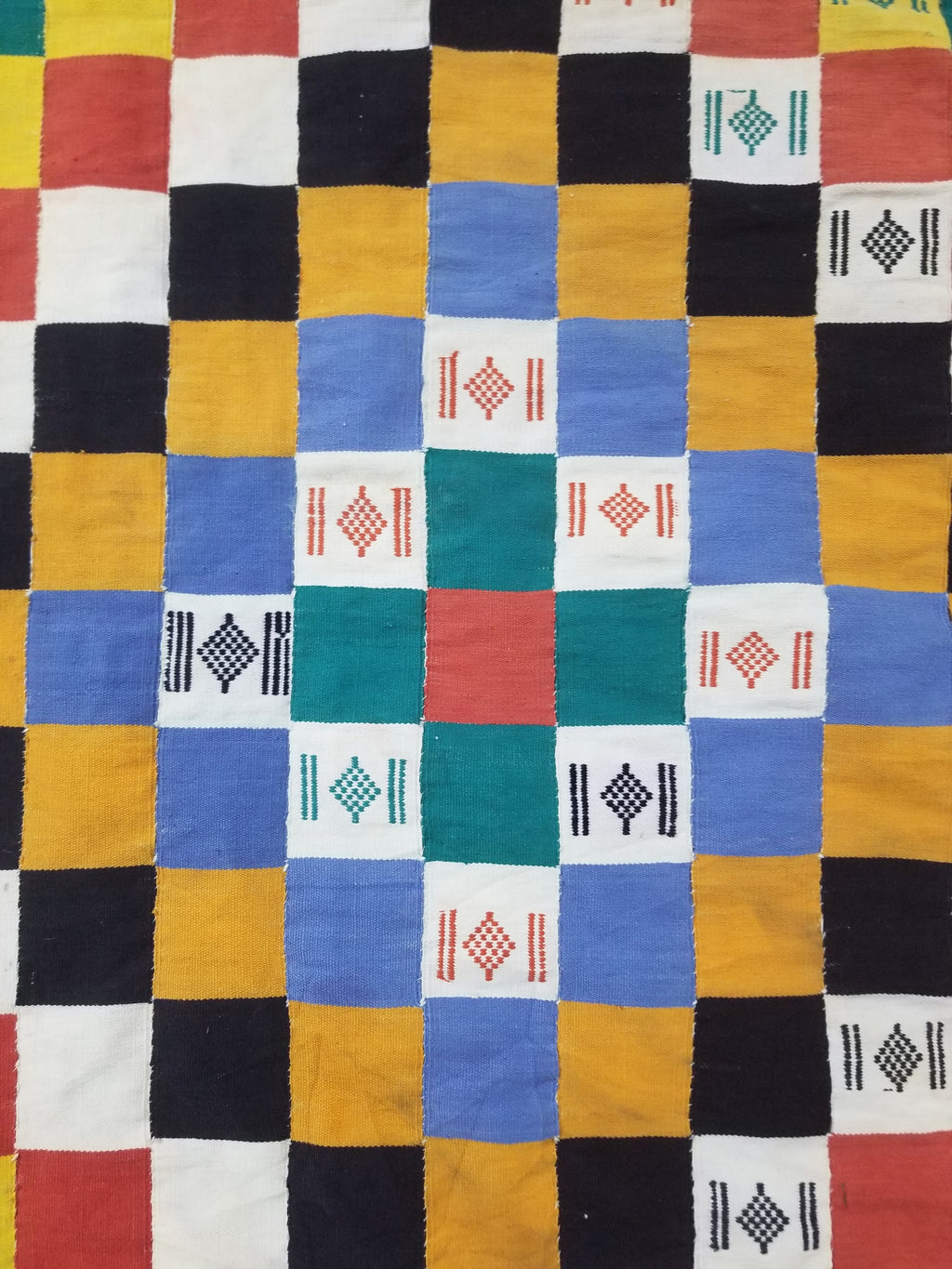 Vintage African Handwoven Ewe Kente Cloth - Ghana Textile Art 238x130cm