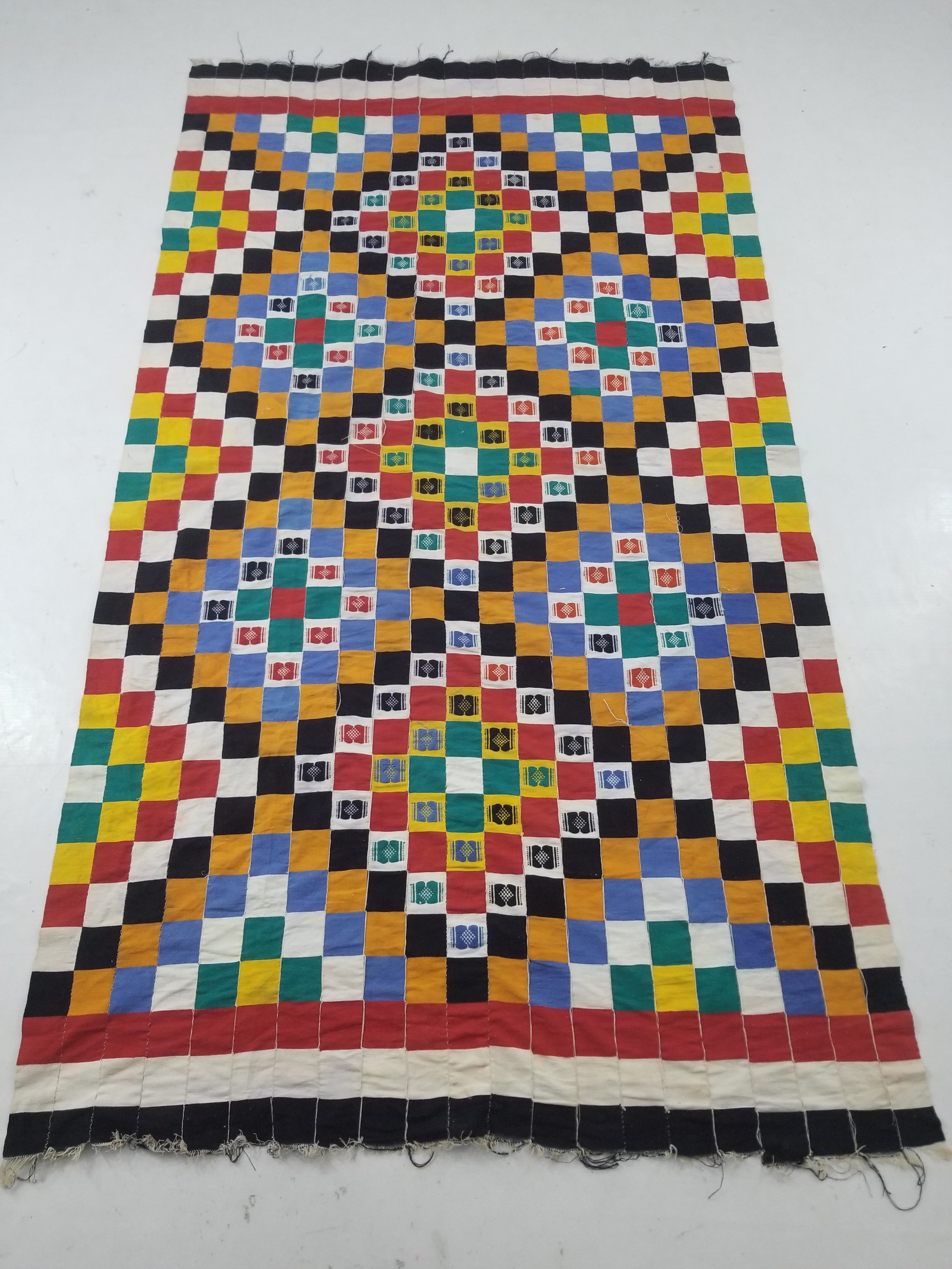 Vintage African Handwoven Ewe Kente Cloth - Ghana Textile Art 238x130cm