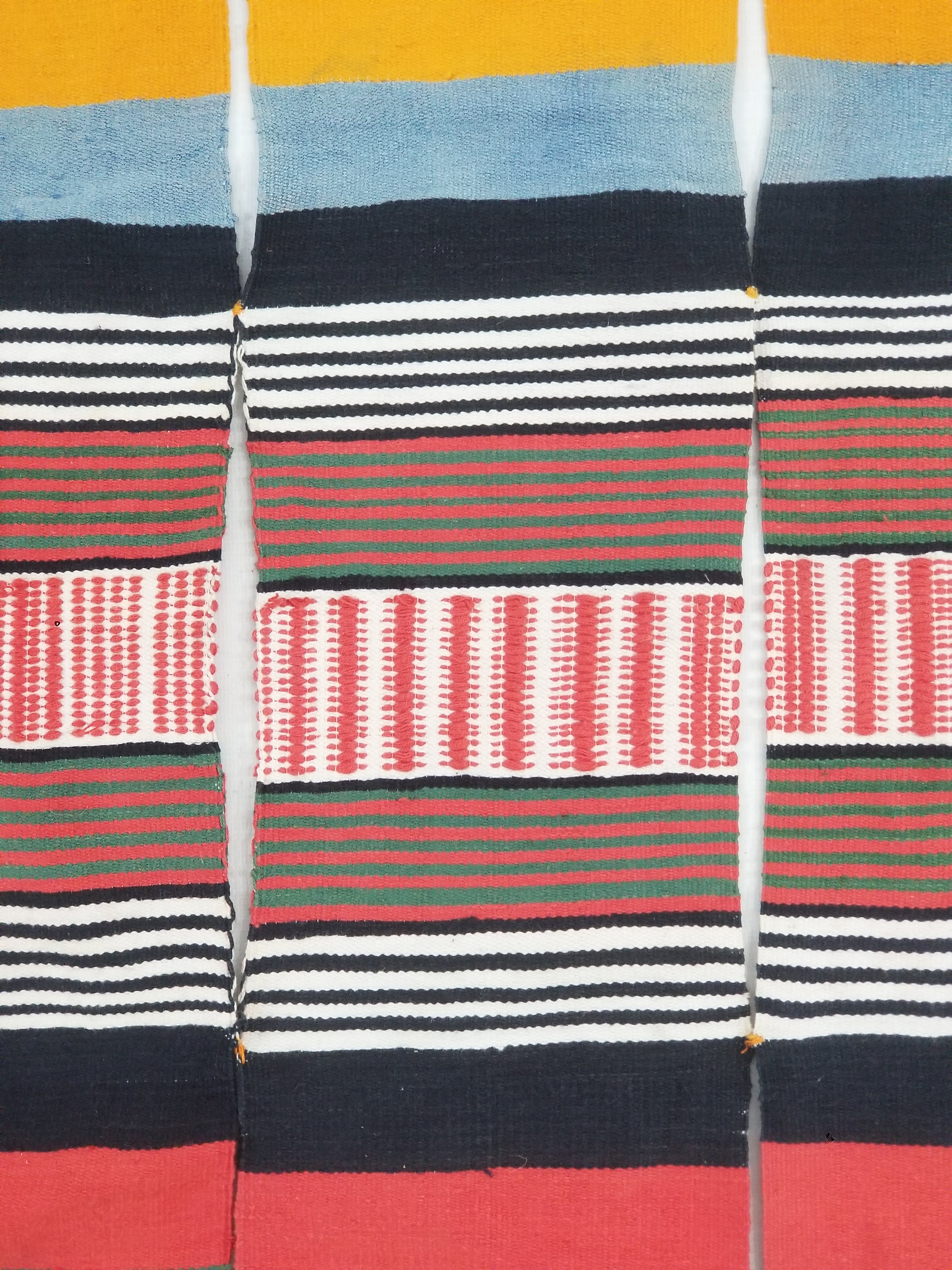 Vintage African Niger Handwoven Striped Souban Cloth Textile 255x120cm