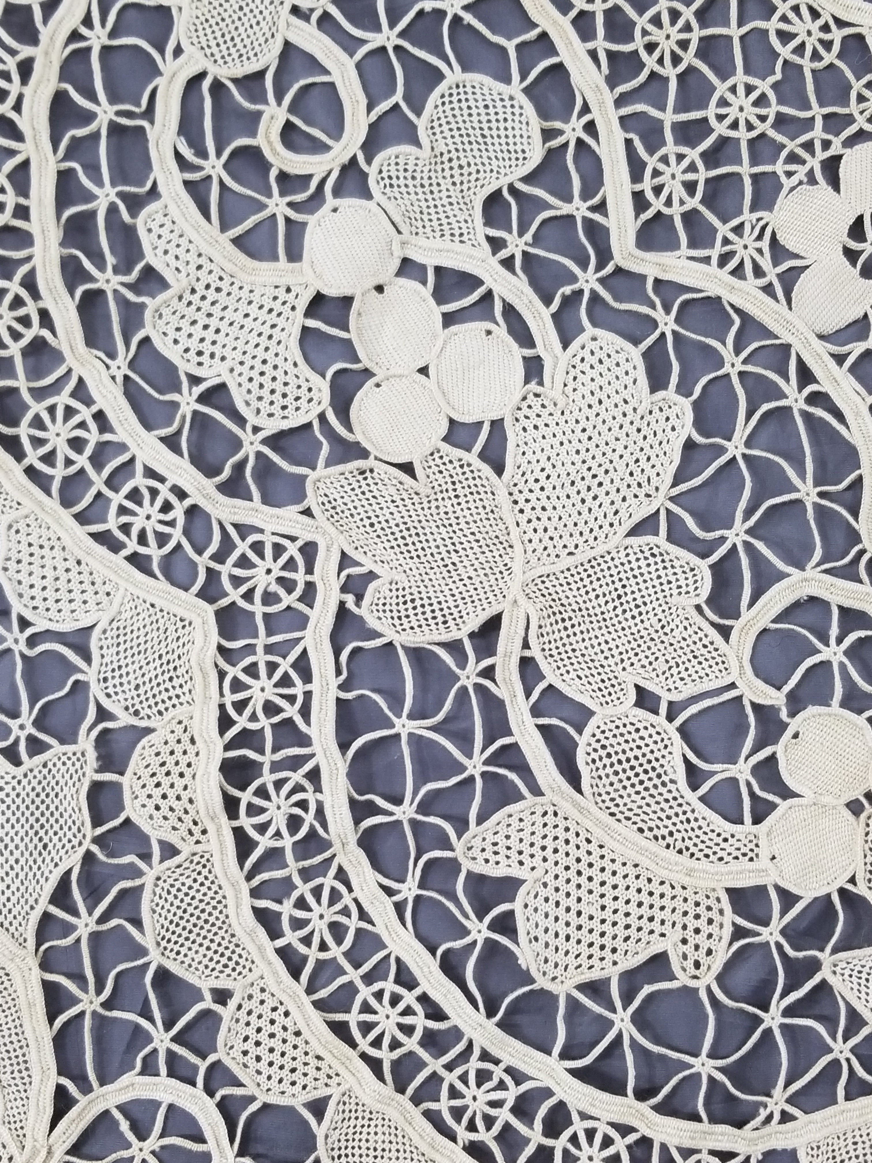 Vintage Italian Point De Venise Needle Lace Tablecloth 256x225cm