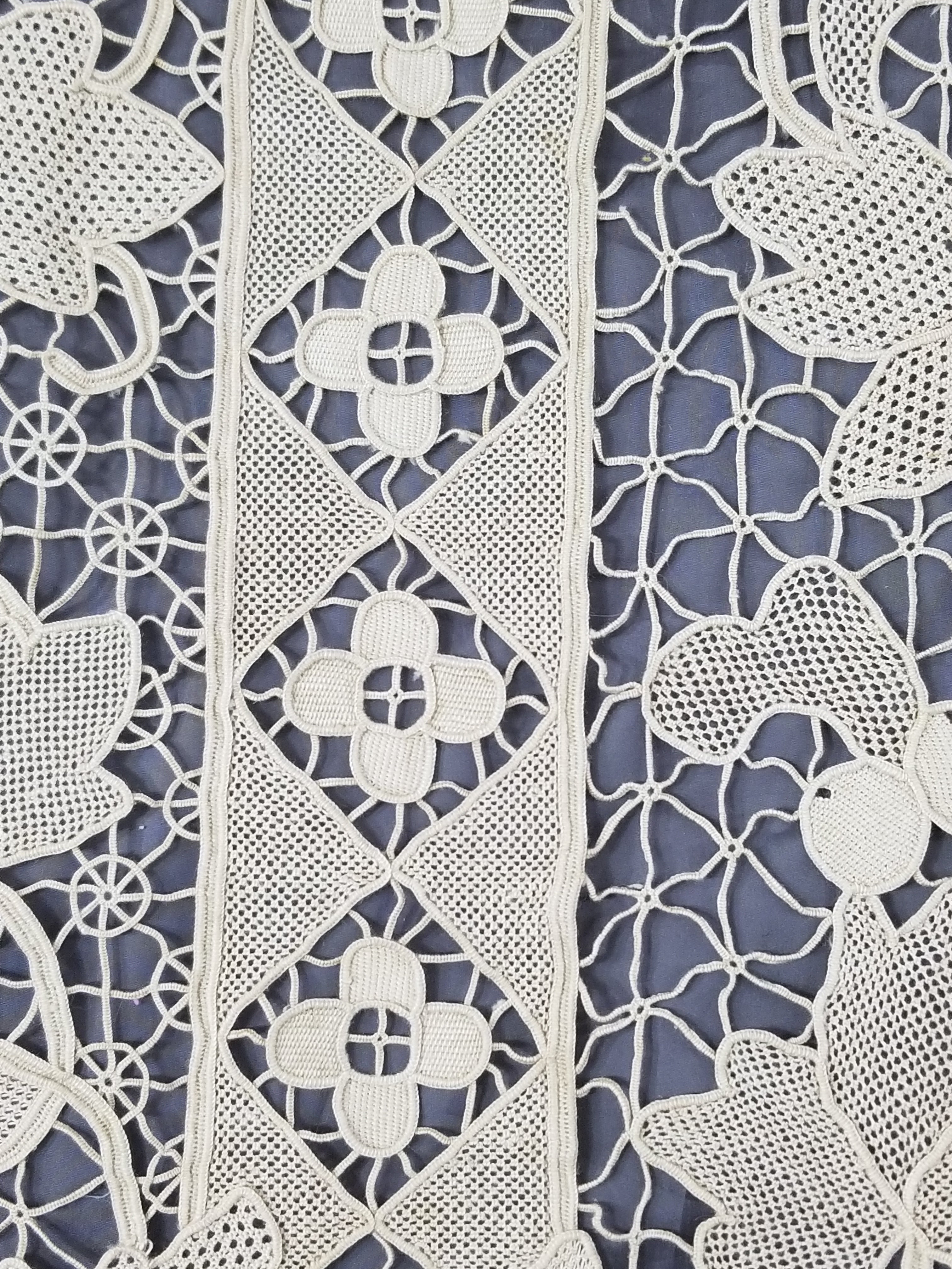 Vintage Italian Point De Venise Needle Lace Tablecloth 256x225cm