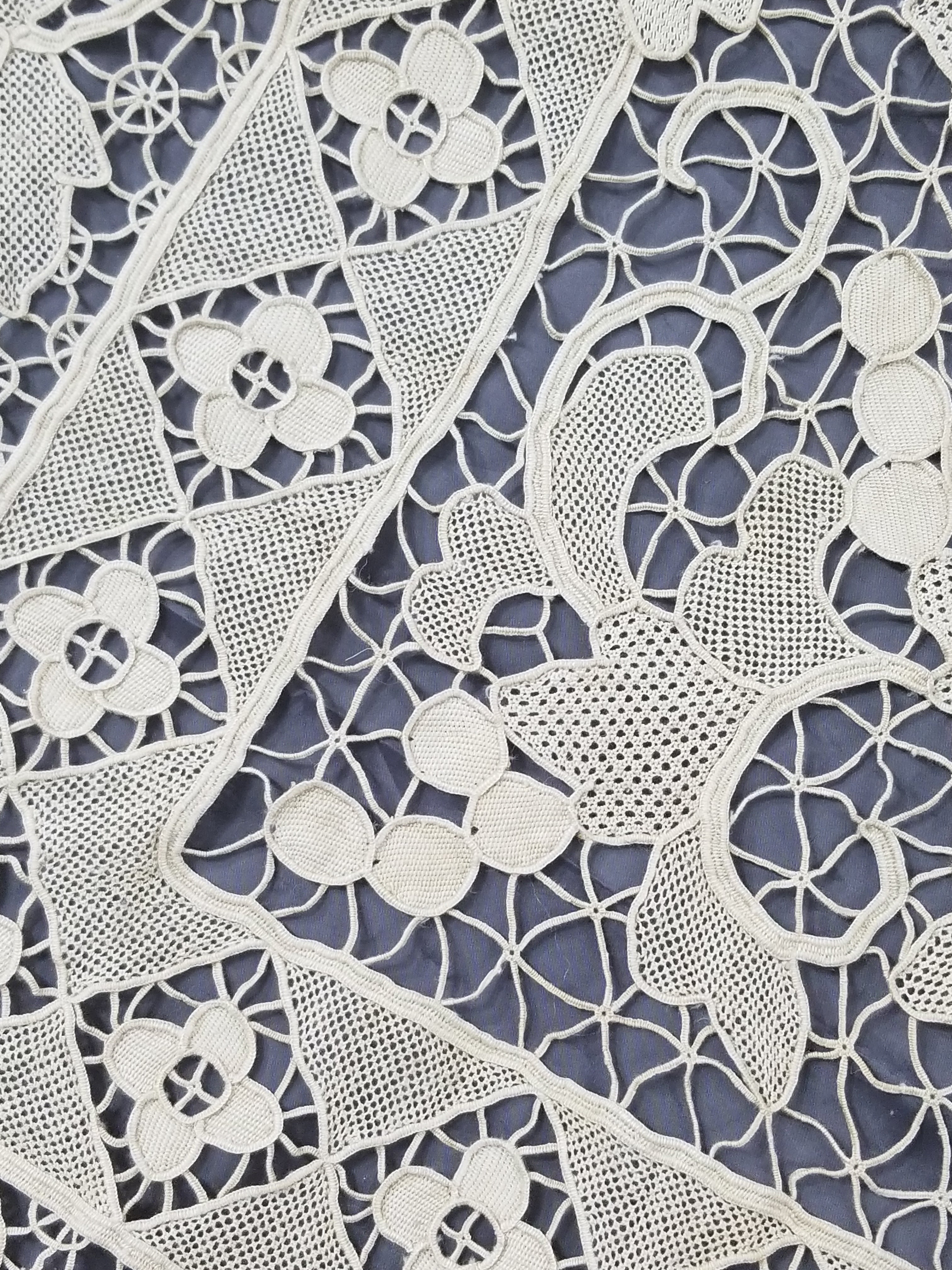 Vintage Italian Point De Venise Needle Lace Tablecloth 256x225cm