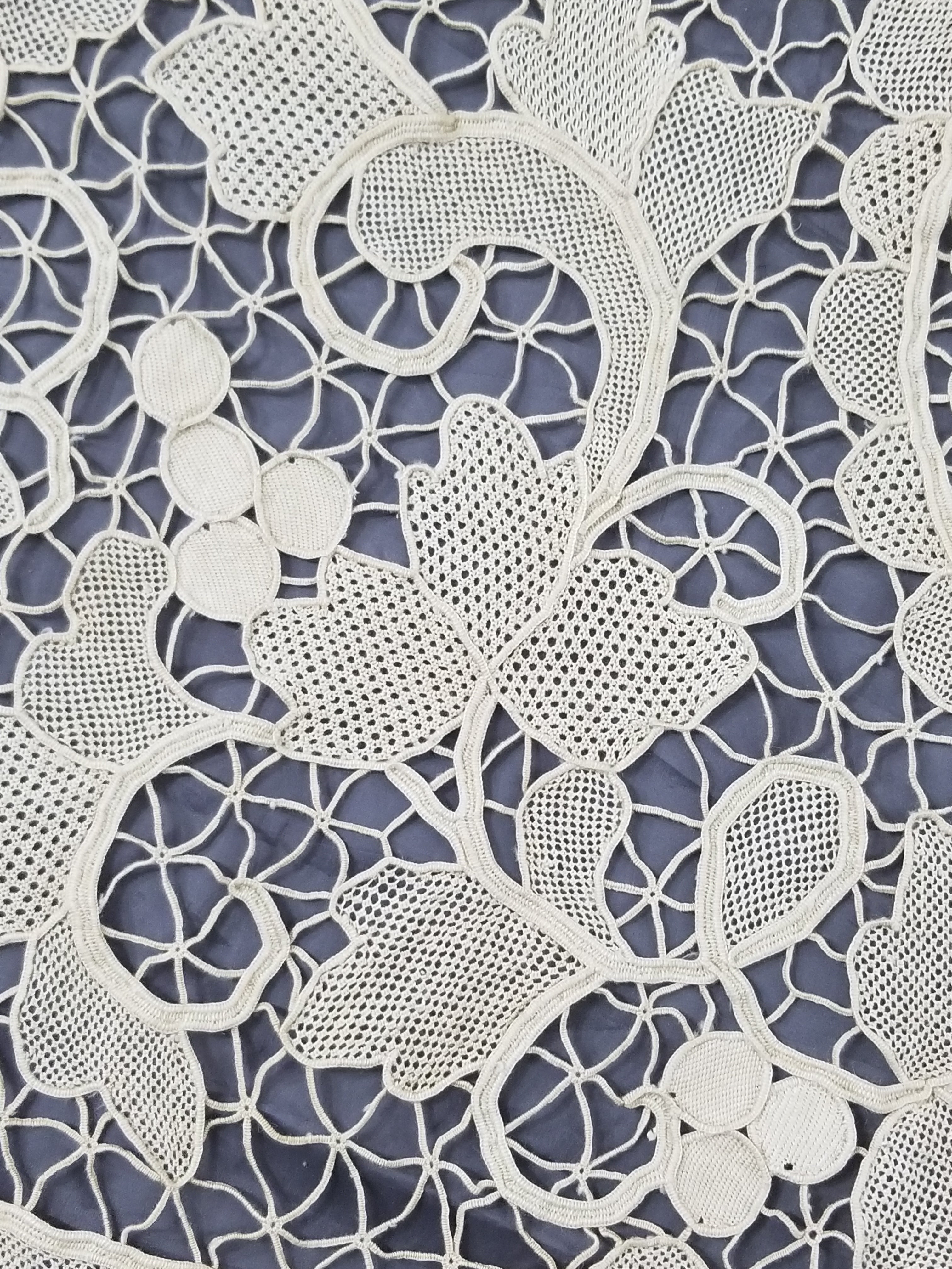 Vintage Italian Point De Venise Needle Lace Tablecloth 256x225cm
